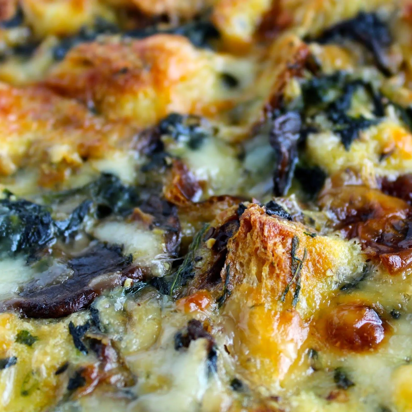 Spinach Mushroom and Gruyere Cheesecake