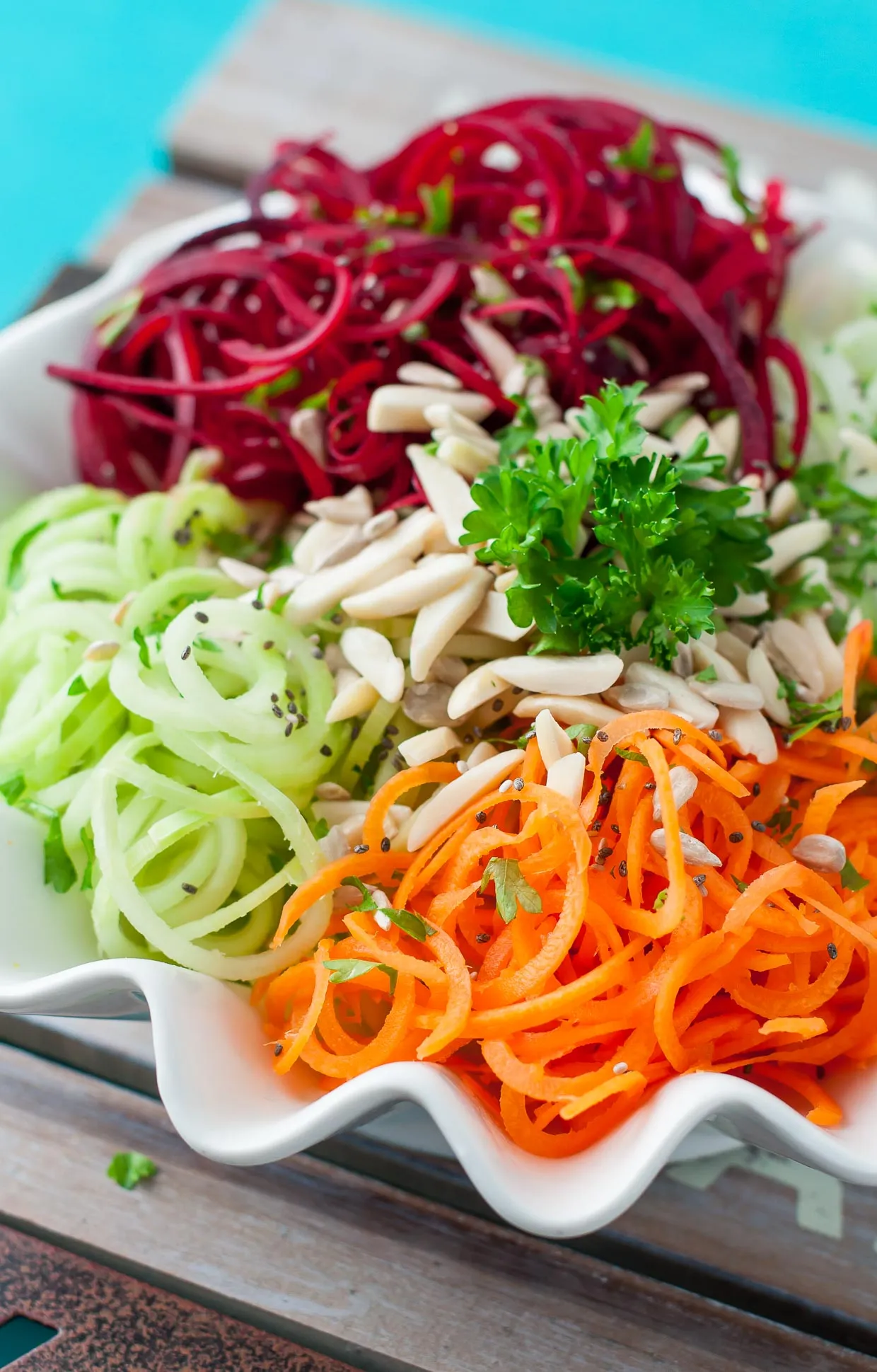 Spiralized Veggie Salad Eat Rainbow