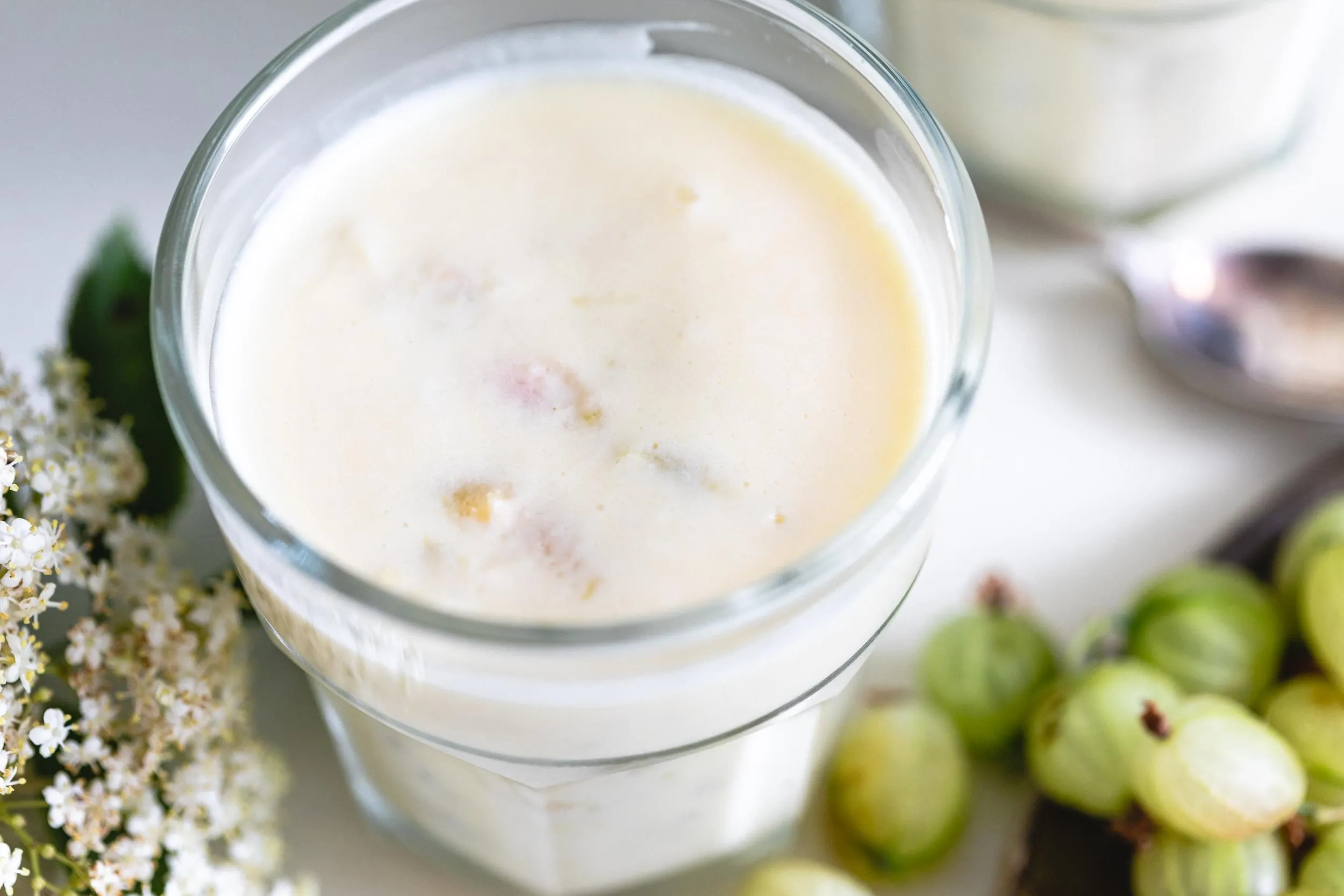 Spring Creams with Gooseberry and Elderflower Compote