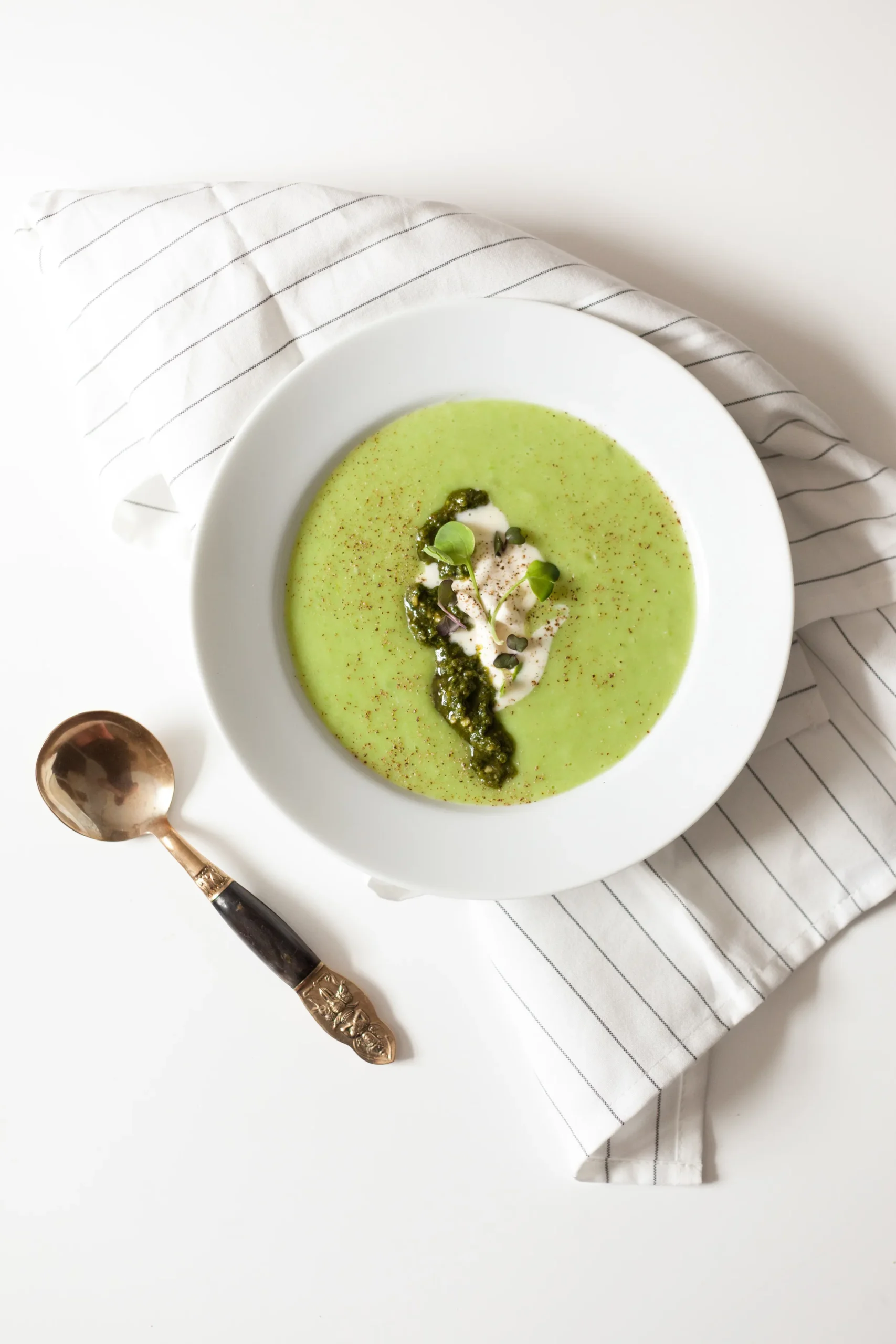 Spring Pea Soup with Leeks and Lentils