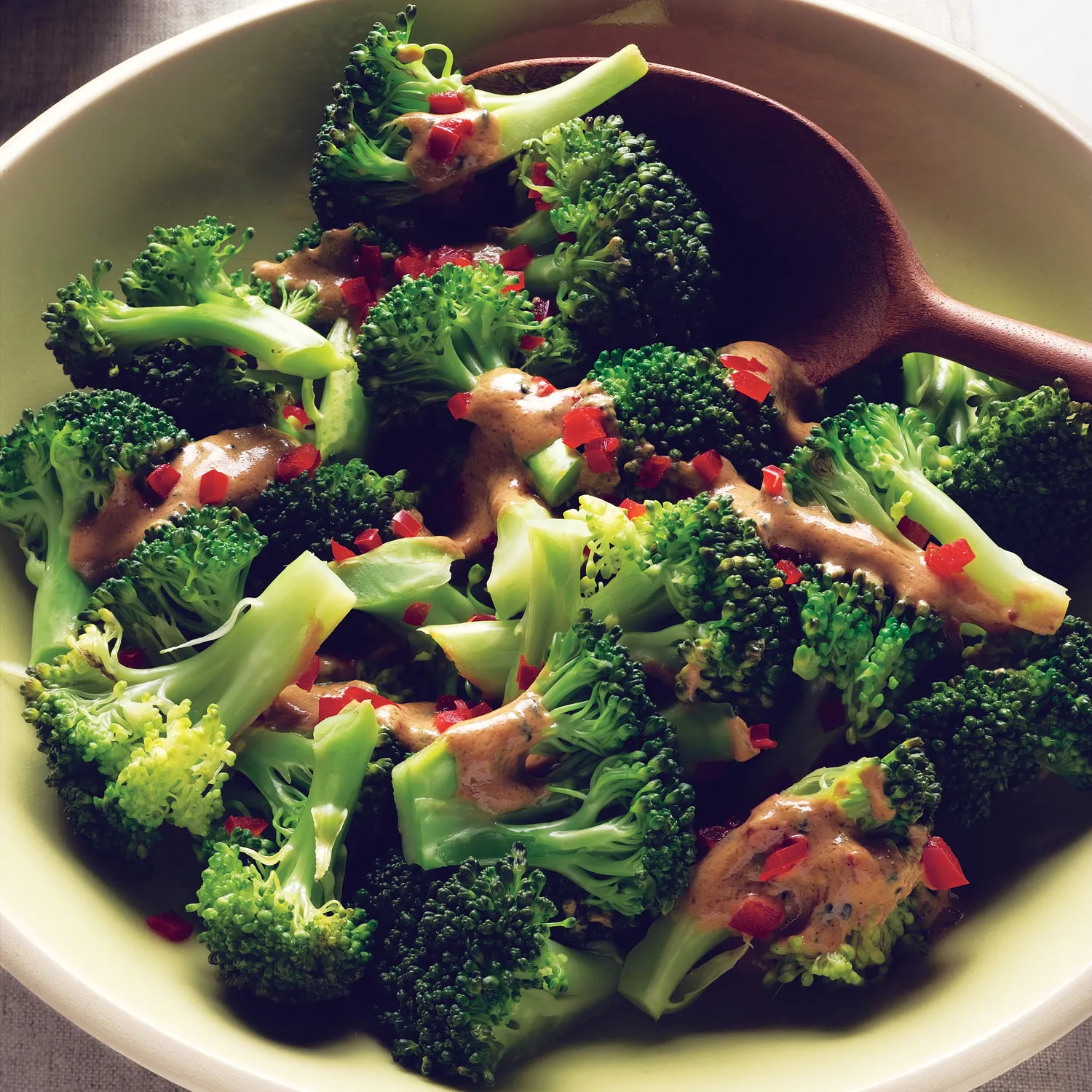 Steamed Broccoli with Miso Peanut Butter Sauce