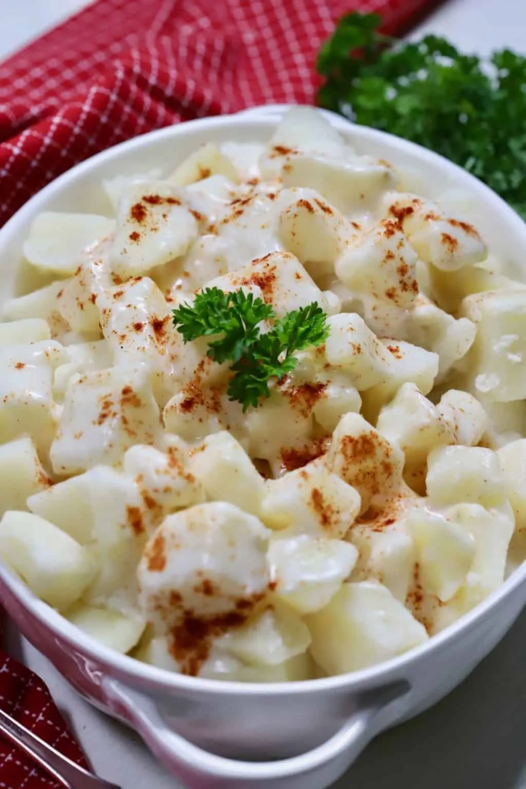 Steamed Red Potatoes with Lite Cream Sauce