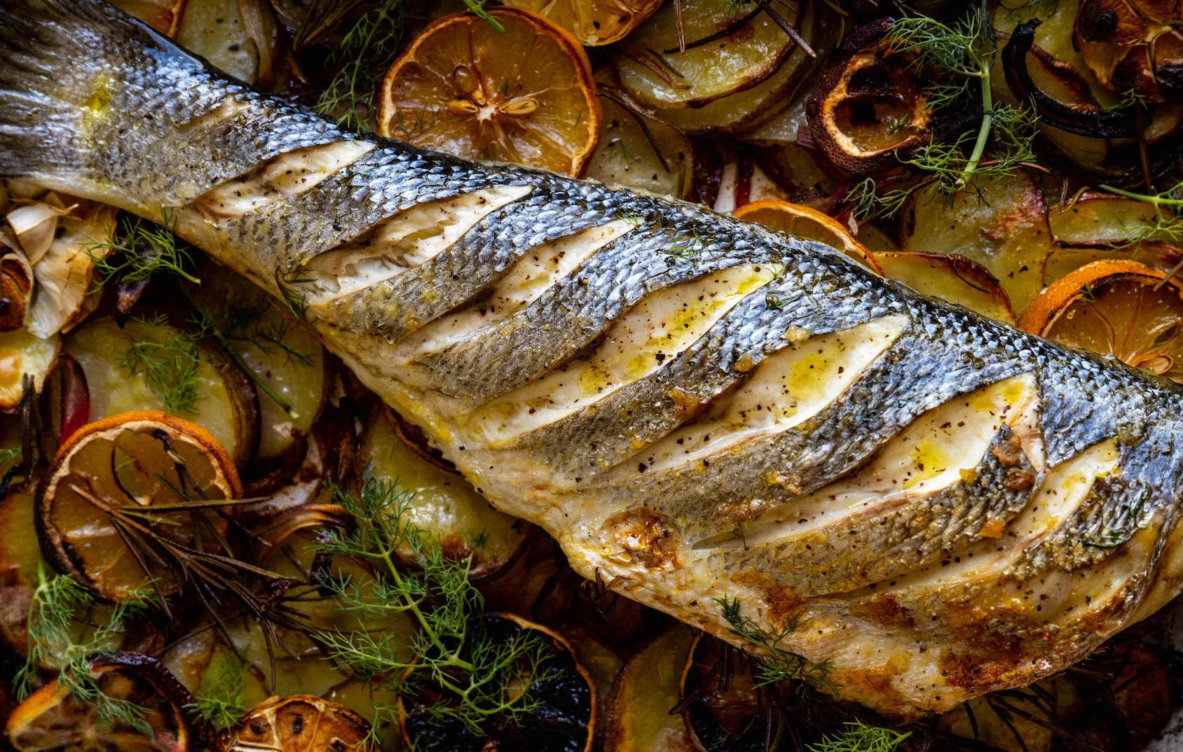Steamed Sea Bass with Citrus Potatoes