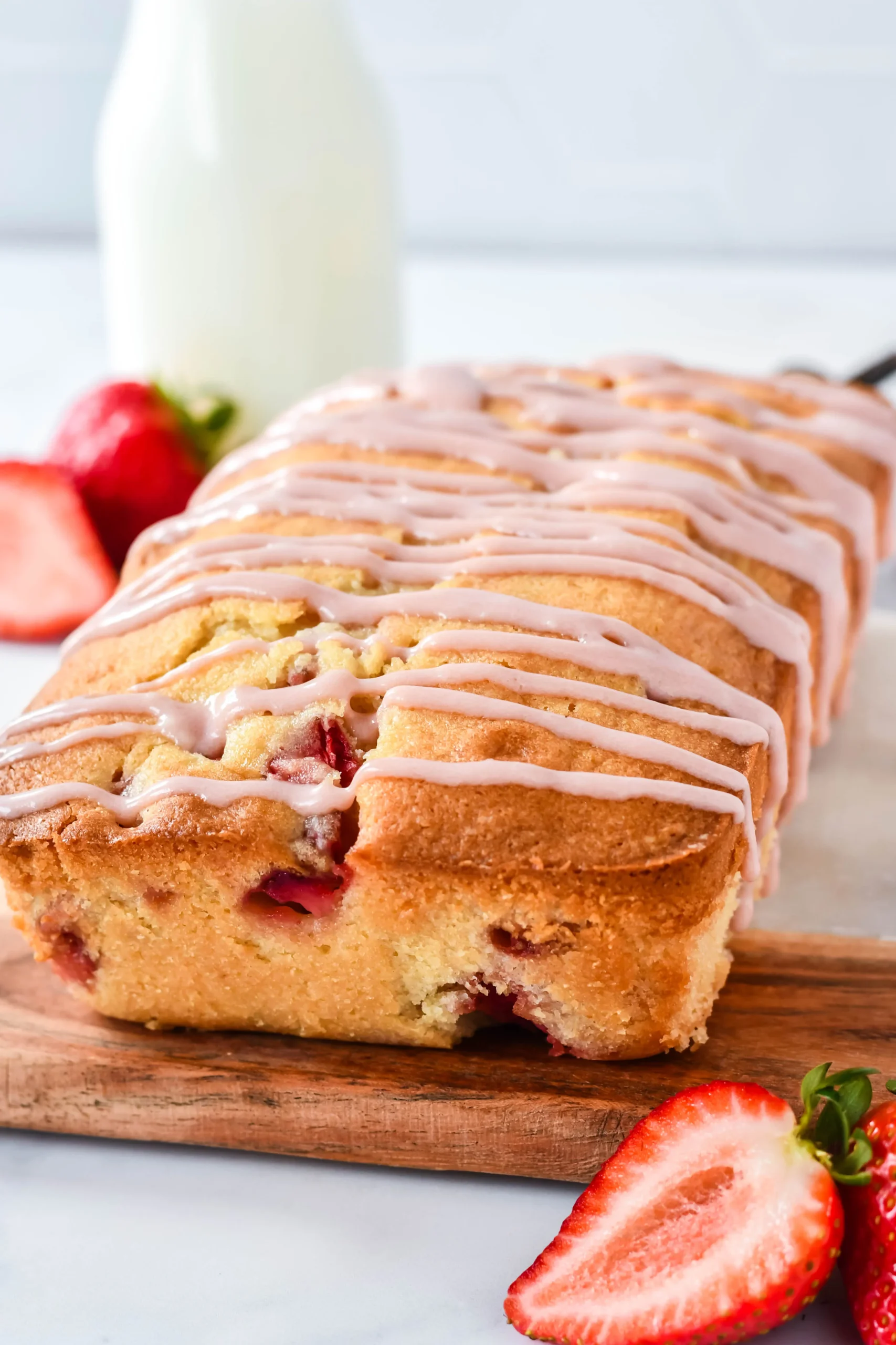 Strawberry Bread with Strawberry Cream Cheese Glaze