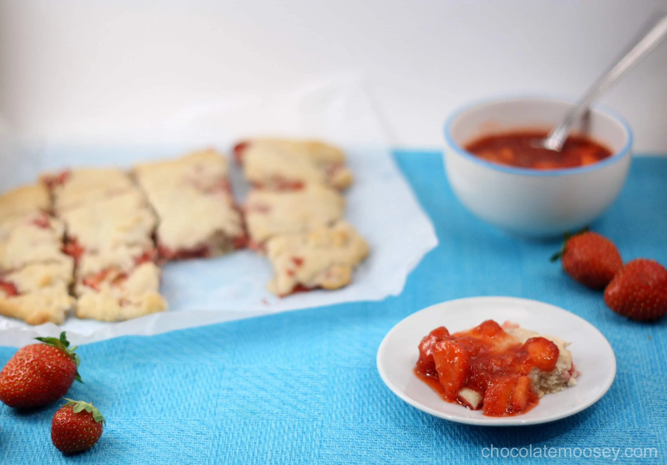 Strawberry Cream Biscuits with Strawberry Sauce