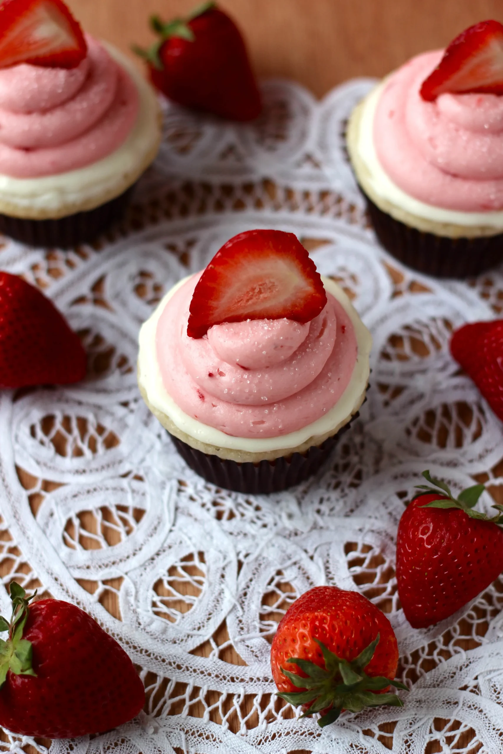 Strawberry Cupcakes with White Chocolate Mousse