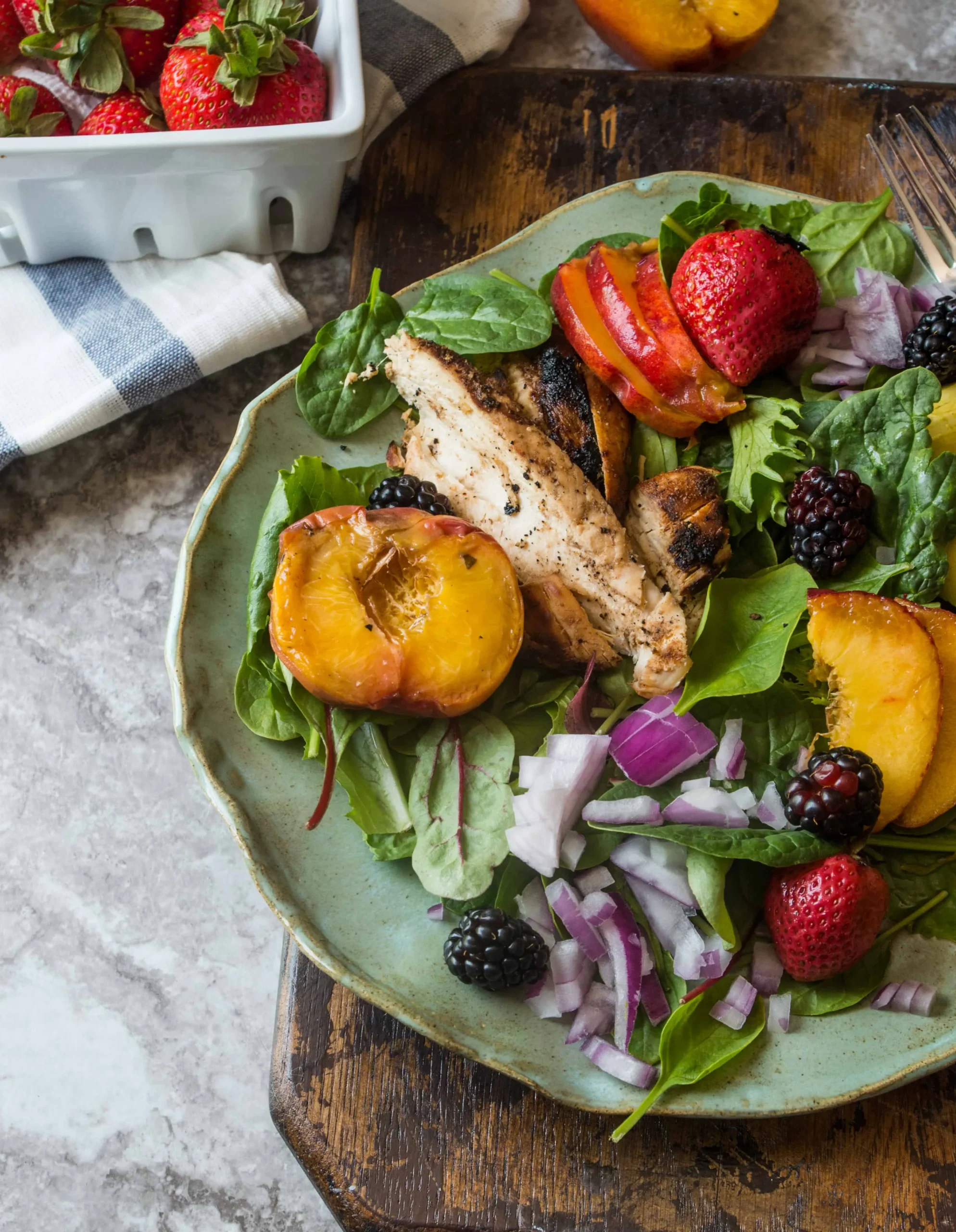 Strawberry Grilled Peach Salad