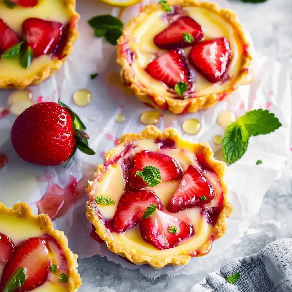 Strawberry Honey Custard Tarts with Lemon Curd