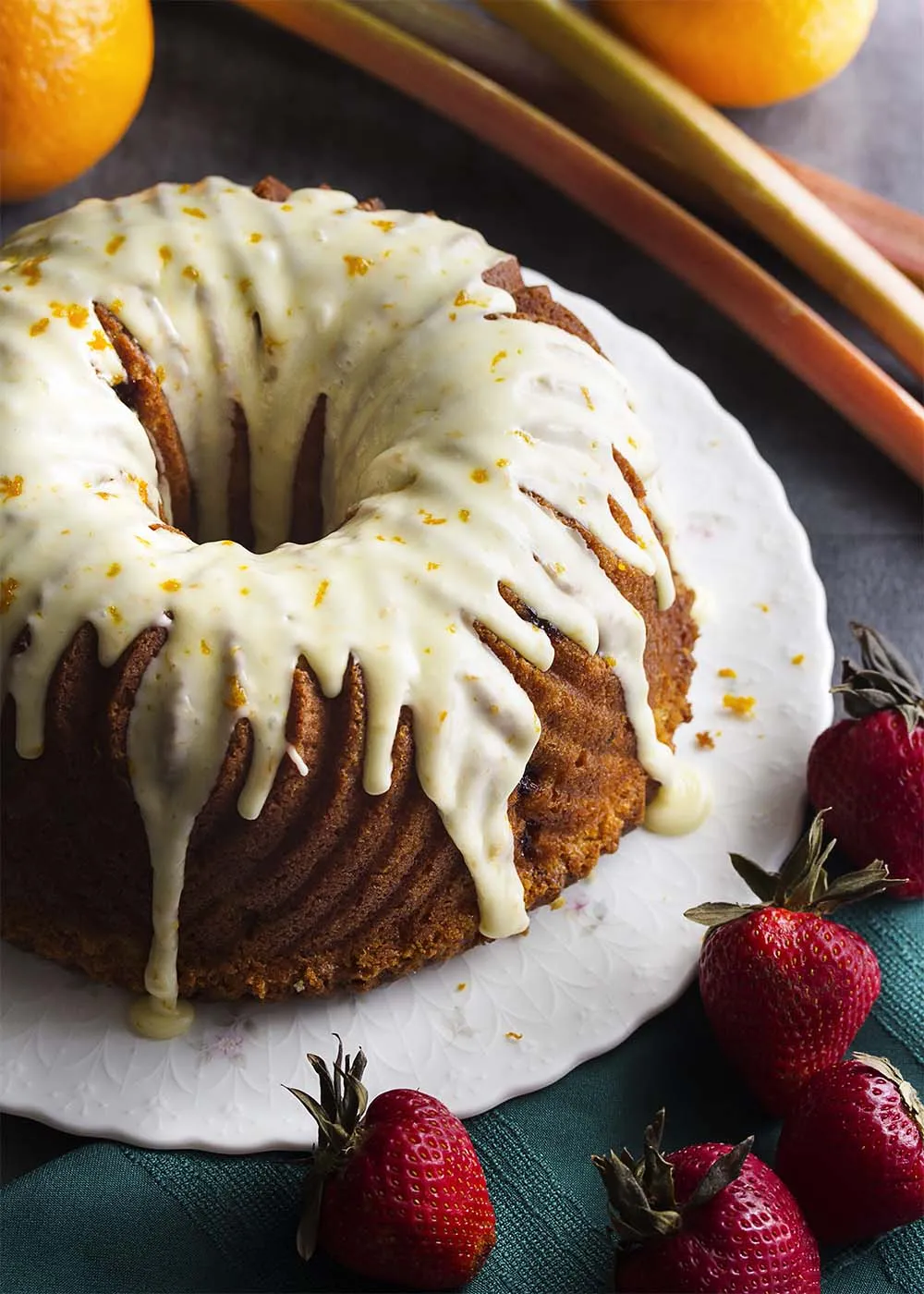 Strawberry Rhubarb Bundt Cake