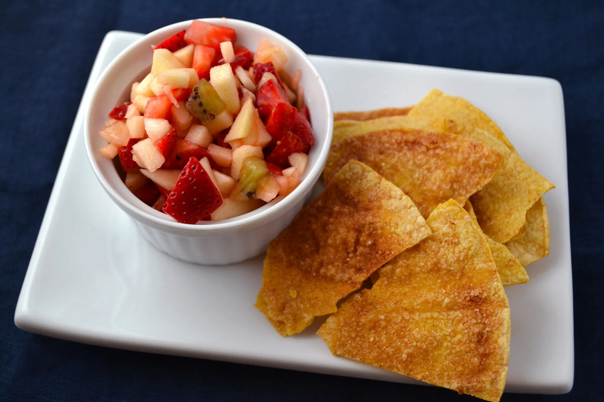 Strawberry Salsa with Toaster Oven Cinnamon Chips