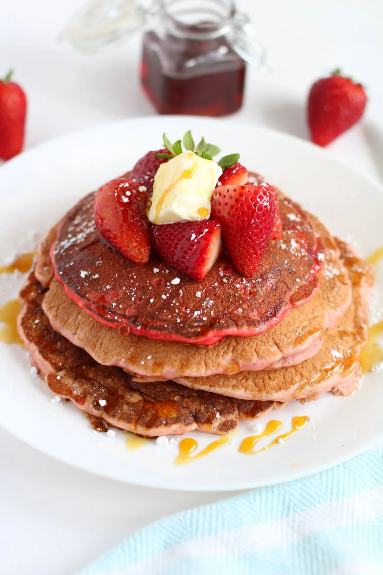 Strawberry Topped Puffy Pancake with Creamy Orange Filling
