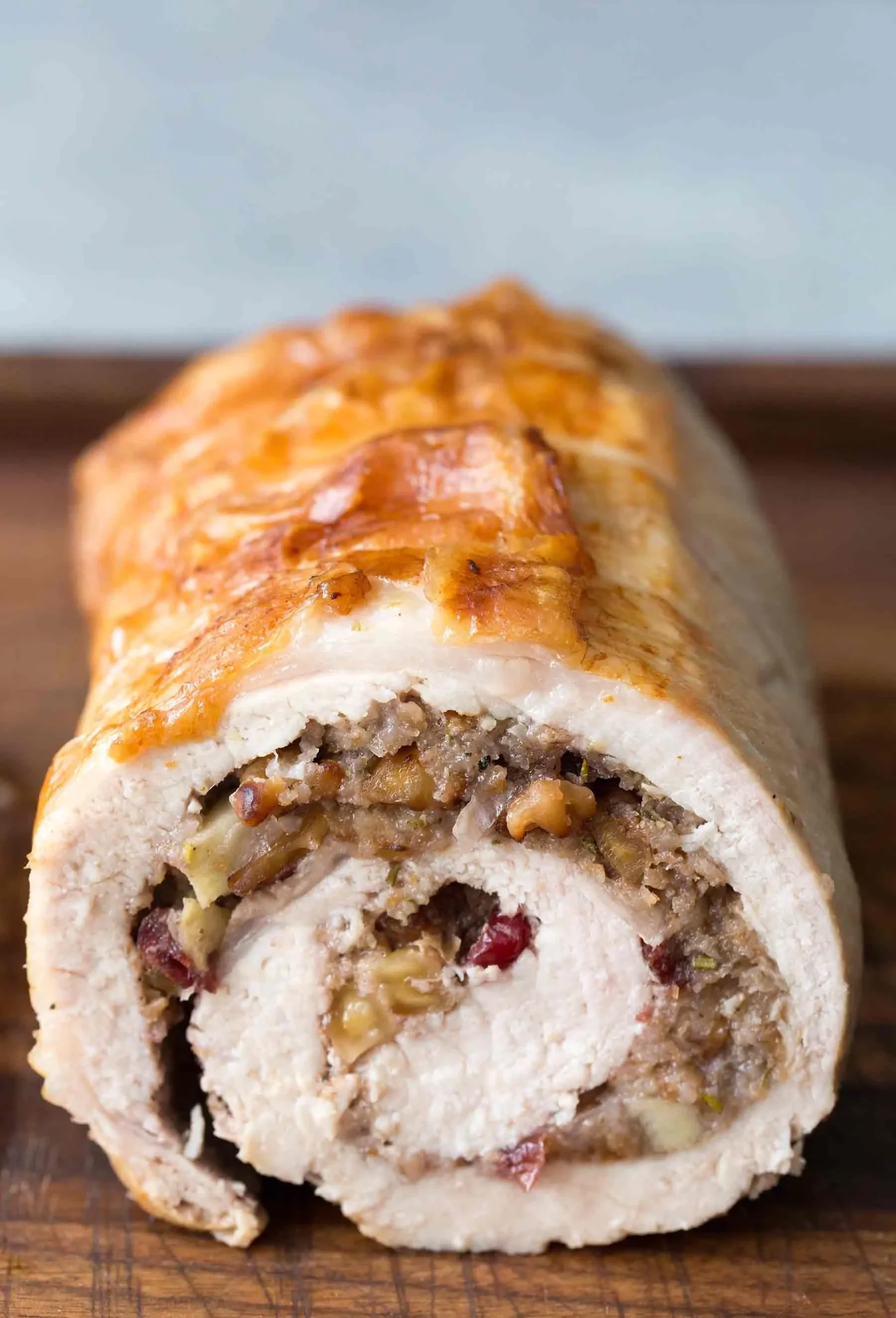 Stuffed Pork Tenderloin with Spicy Cranberry Sauce