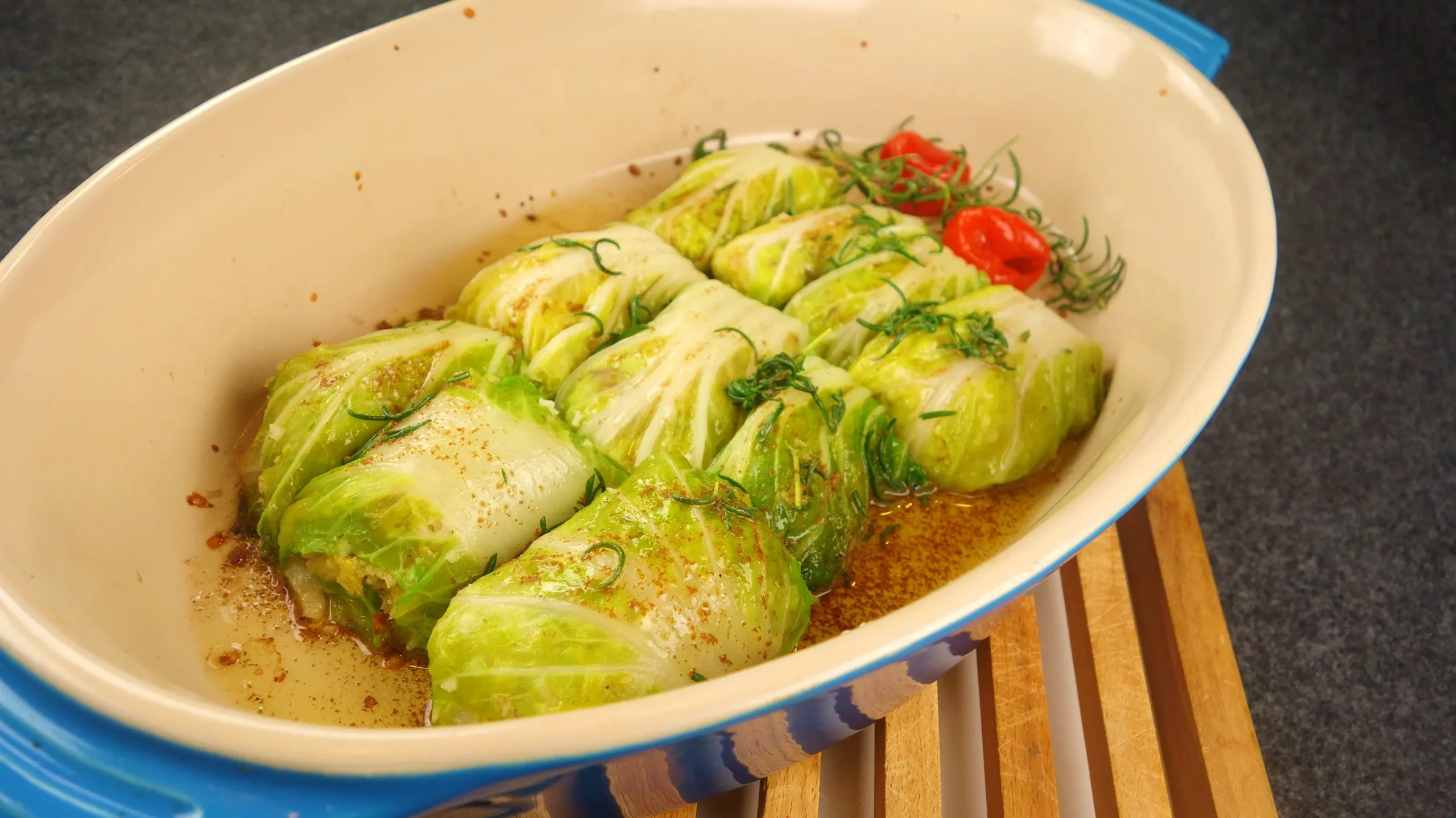 Stuffed Savoy Cabbage with Rosemary Brown Butter