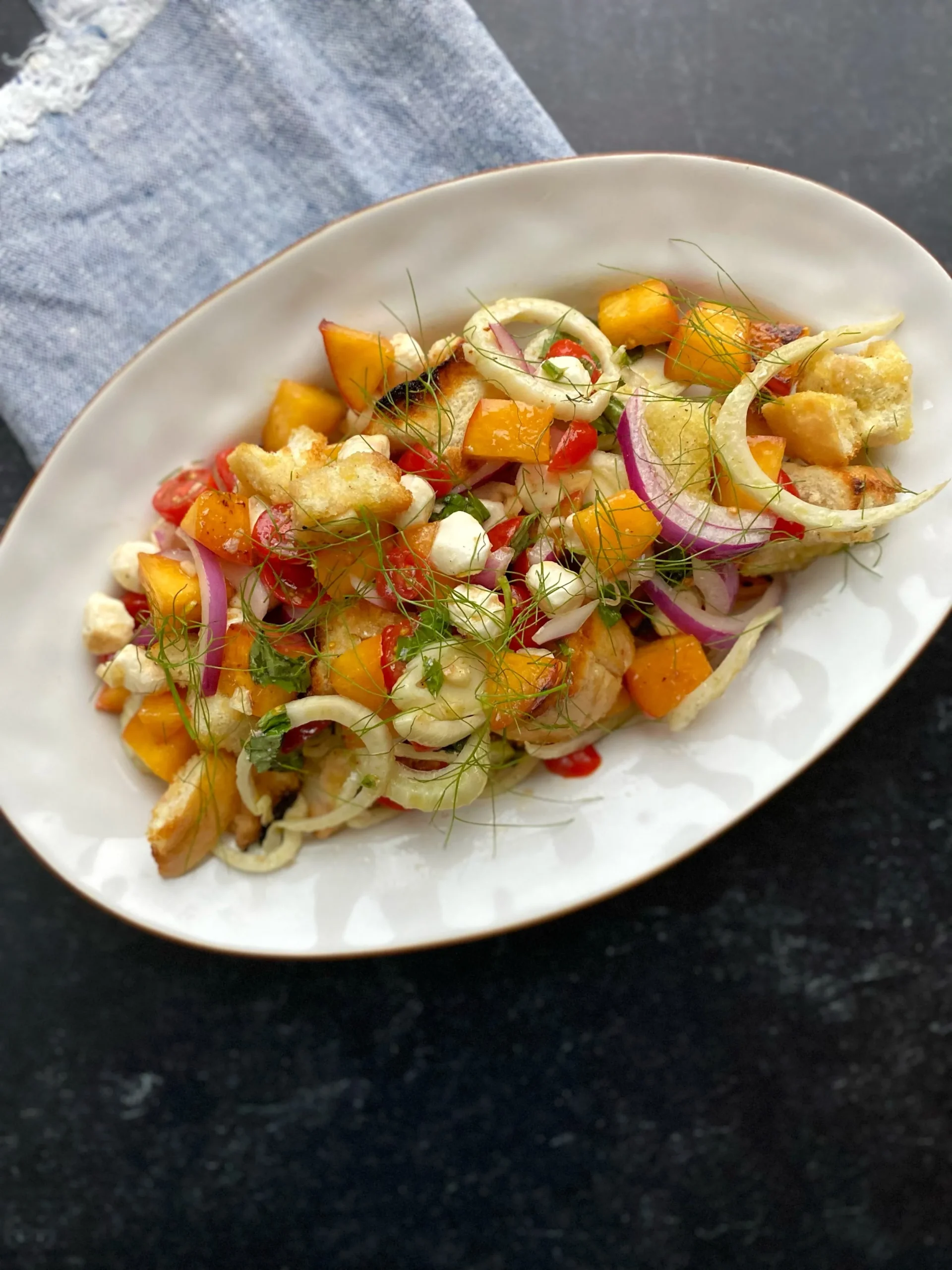 Summer Peach Panzanella Salad
