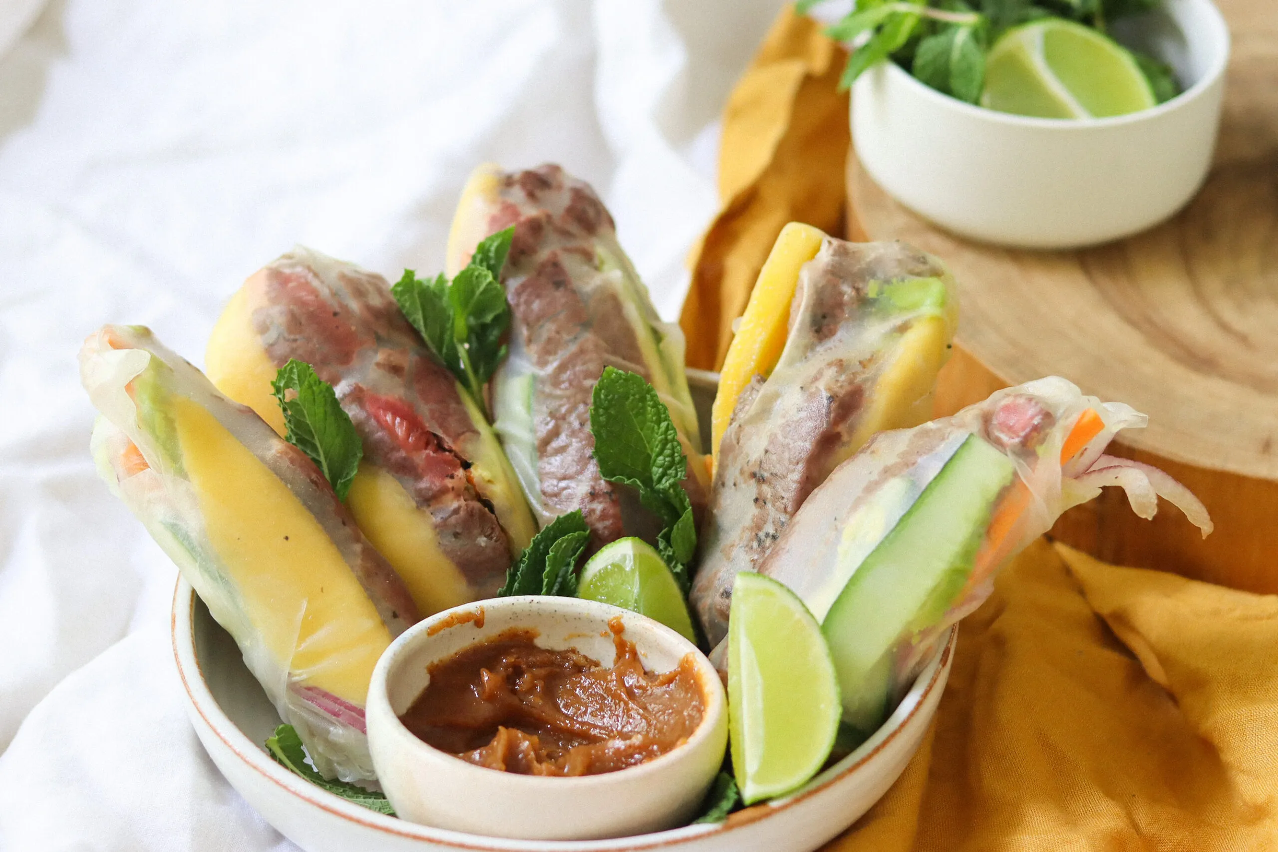 Summer Rolls with Almond Butter Satay