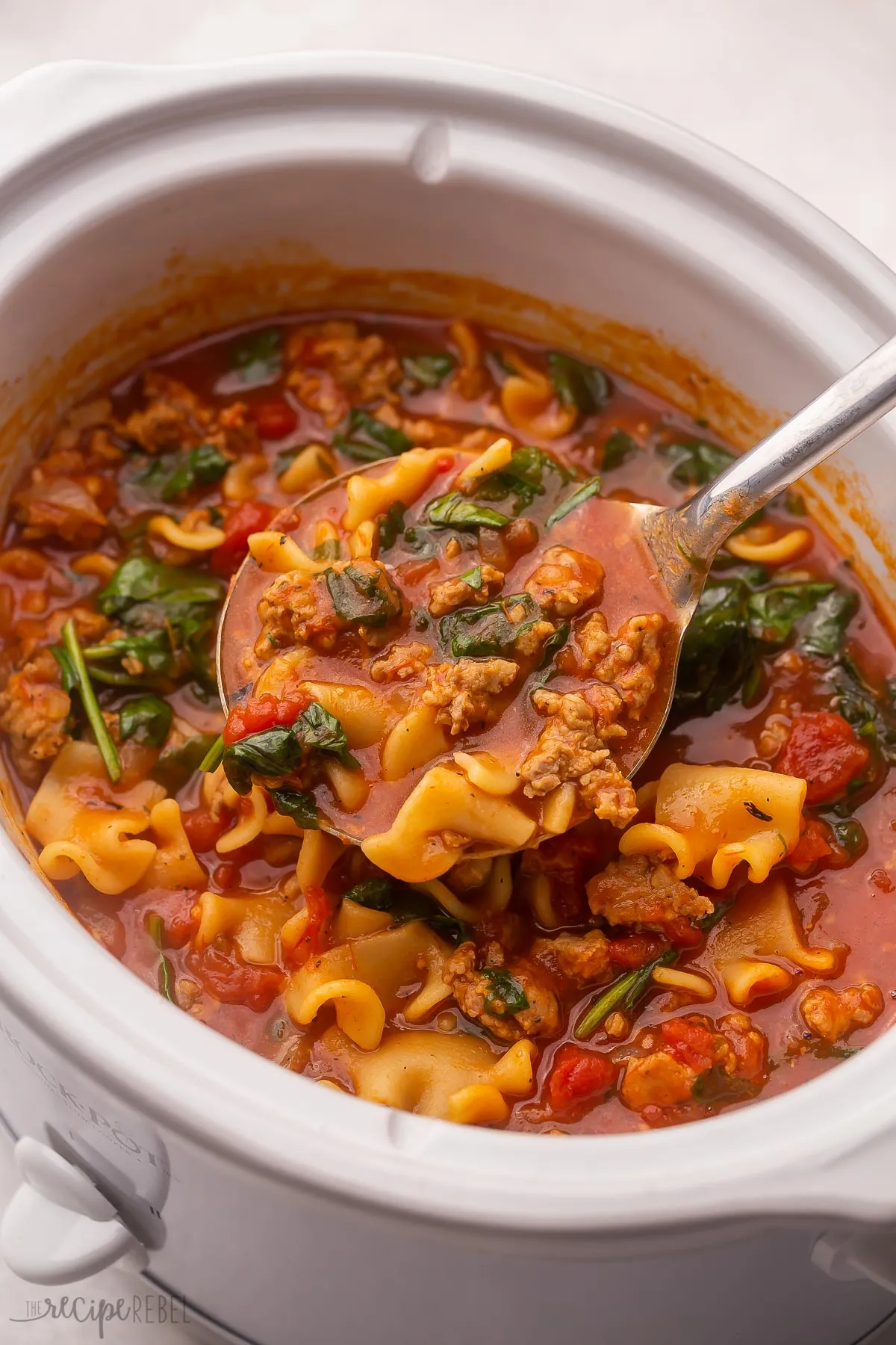 Super Easy Crockpot Lasagna Soup