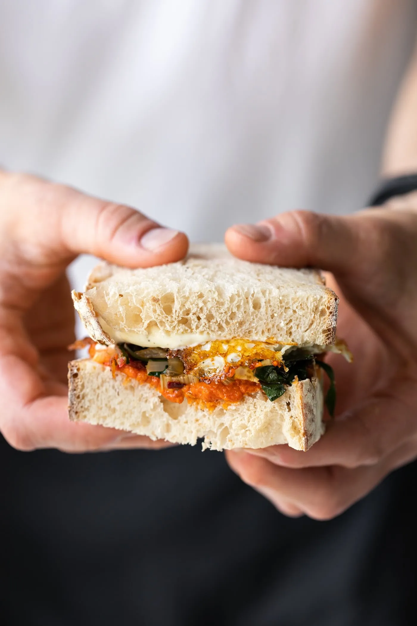 Swiss Chard Harissa Egg Sandwich
