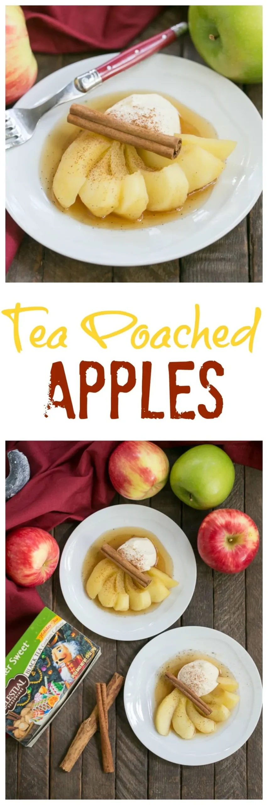 Tea Poached Apples with Calvados Mascarpone