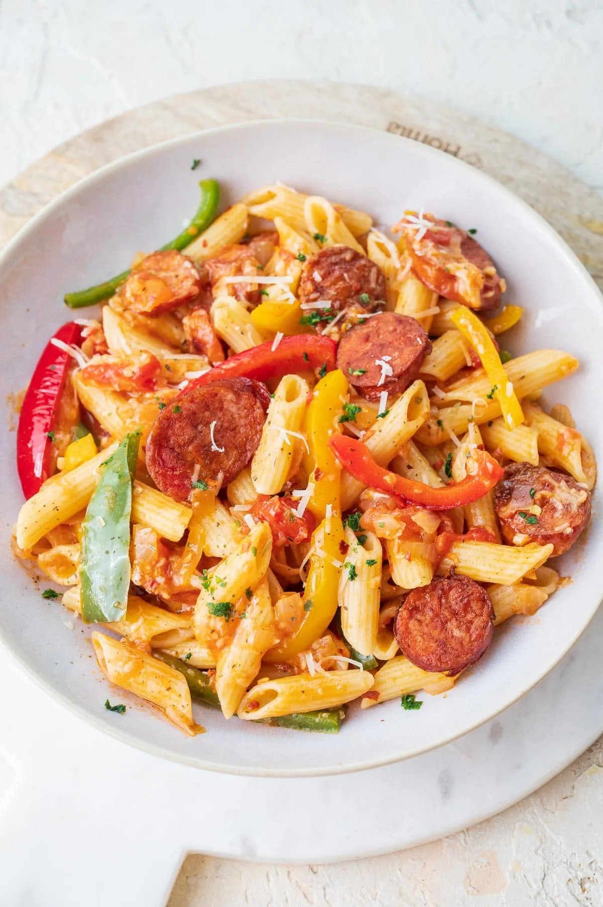 Three Cheese Pasta Kielbasa Peppers