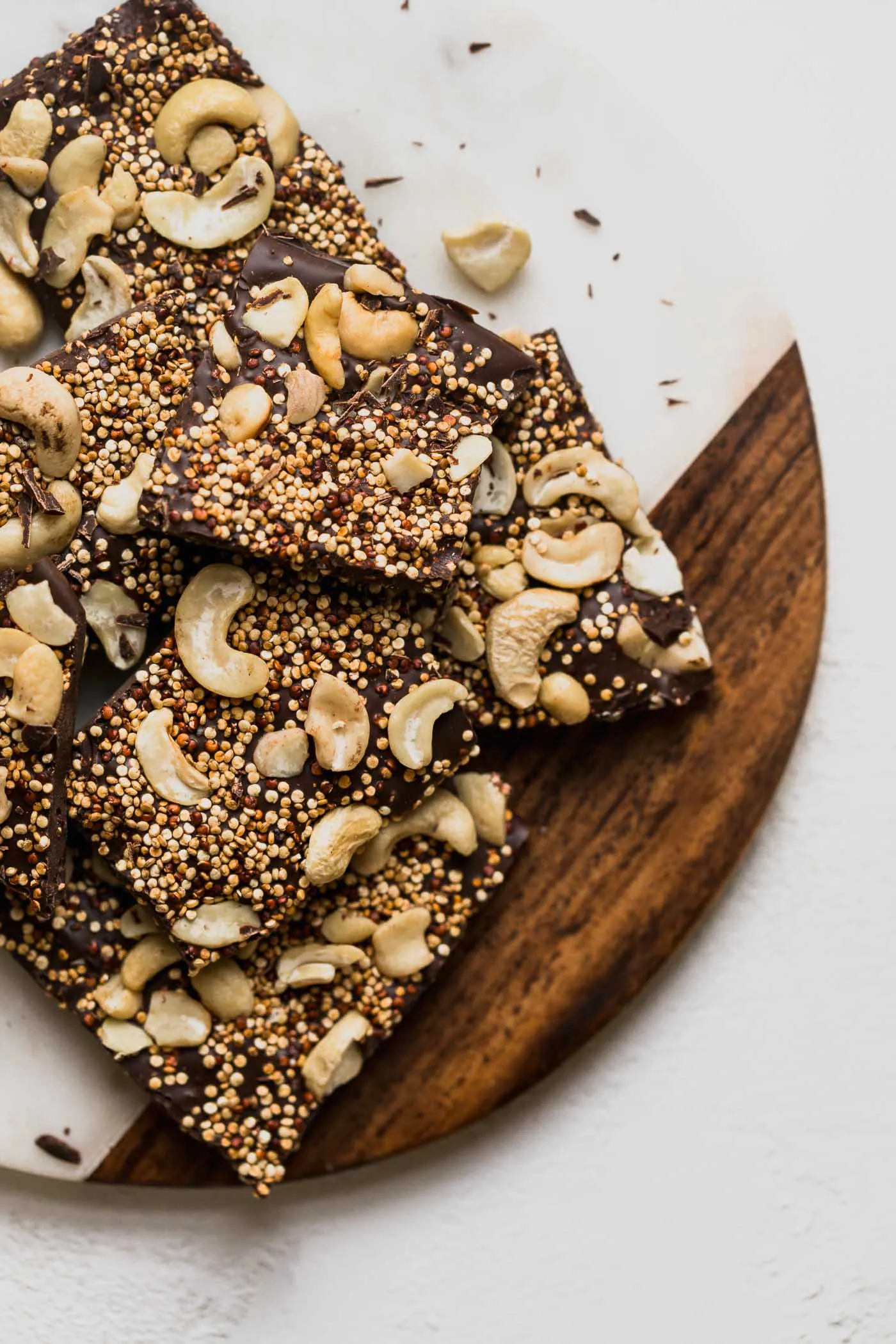 Three Ingredient Superfood Dark Chocolate Bark Toasted Quinoa Cashews