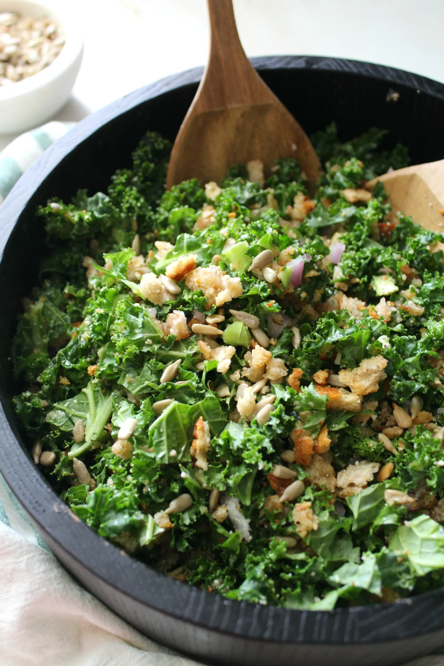 Toasted Bread and Parmesan Kale Salad