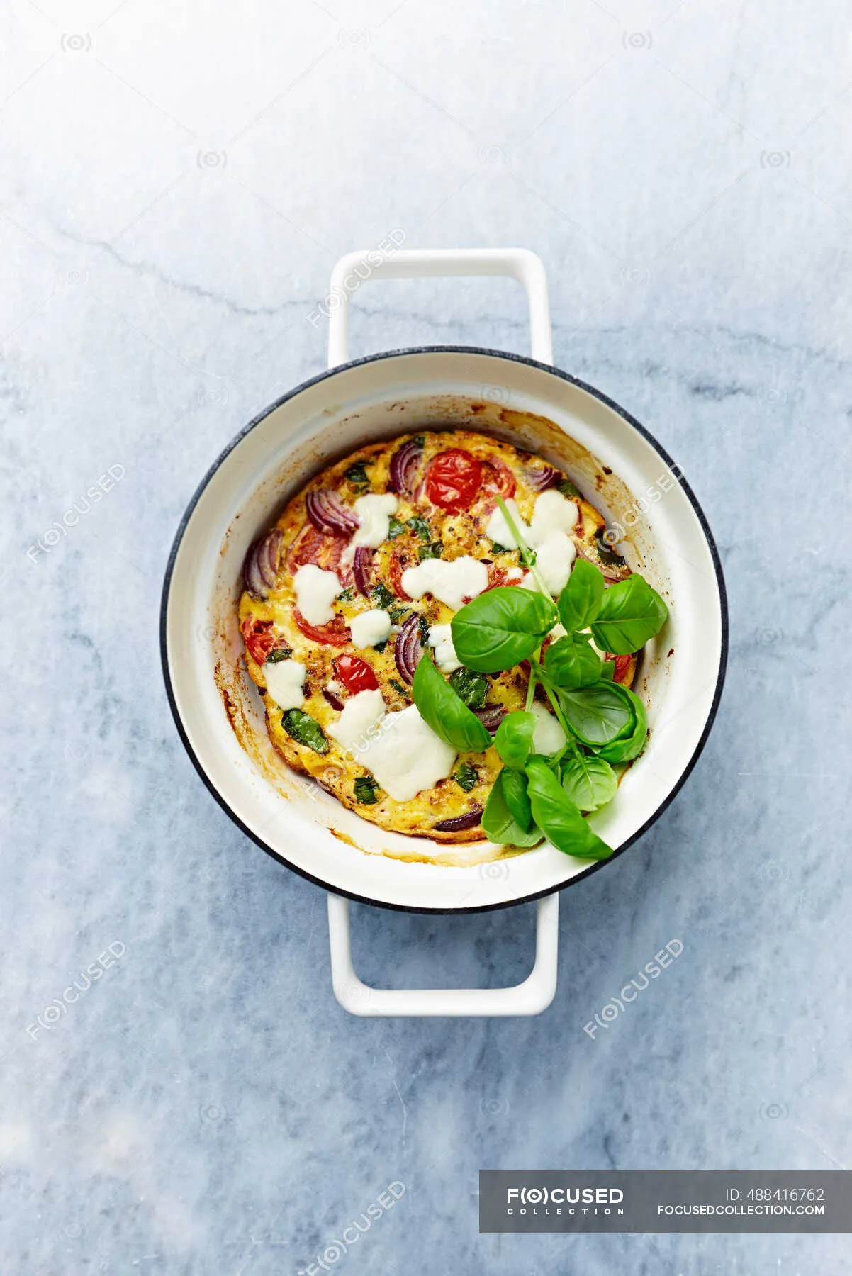 Tomato Onion and Basil Frittata