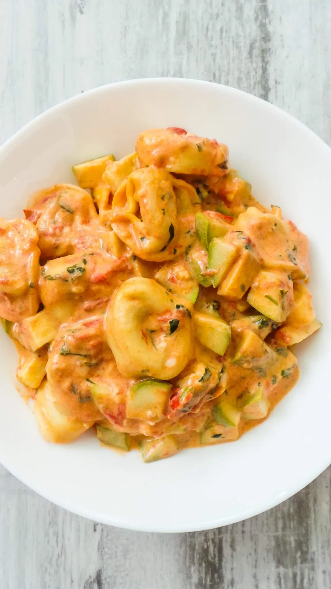 Tortellini in Sour Cream and Fresh Vegetable Sauté