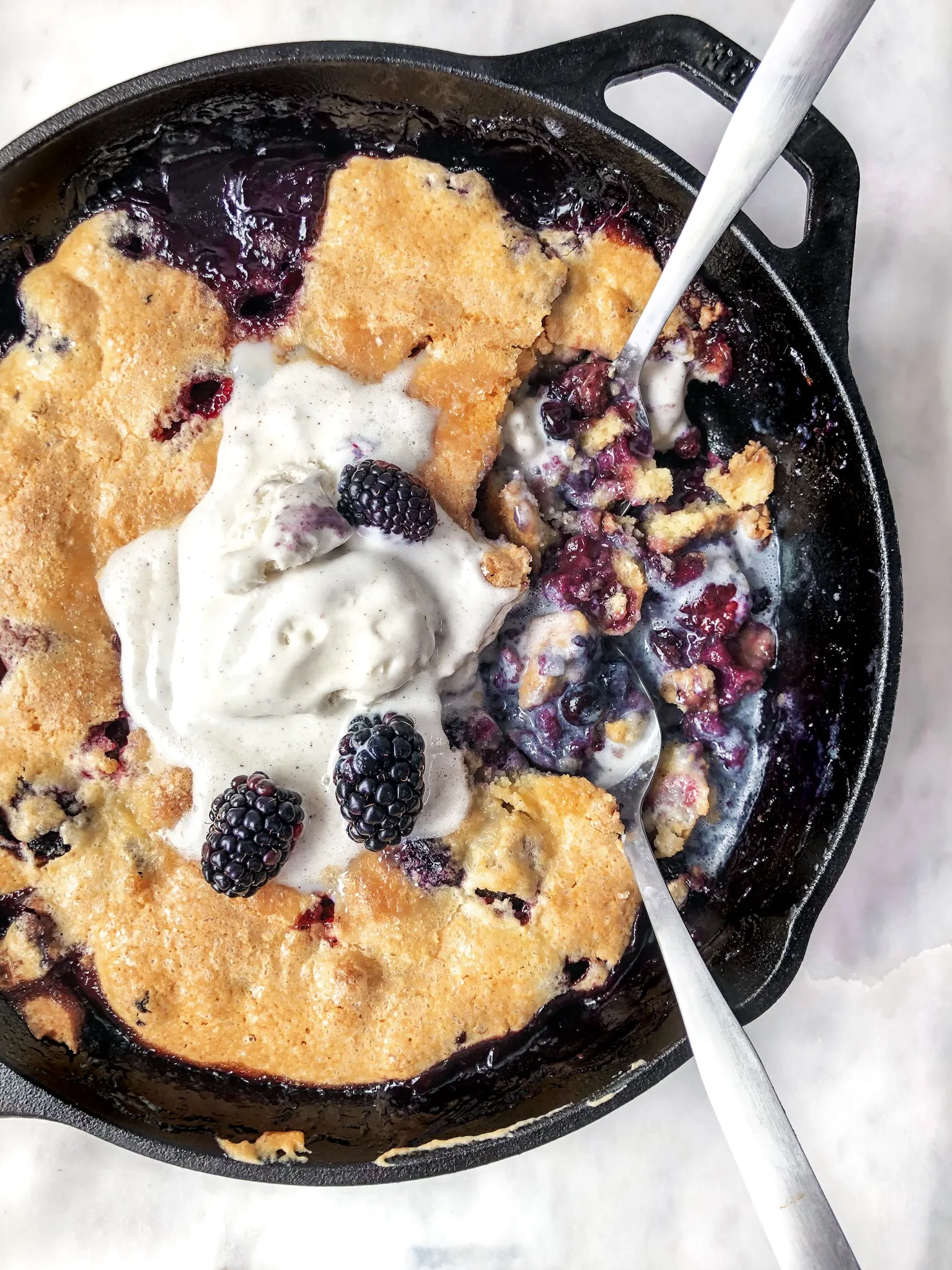 Triple Berry Skillet Tea Cobbler