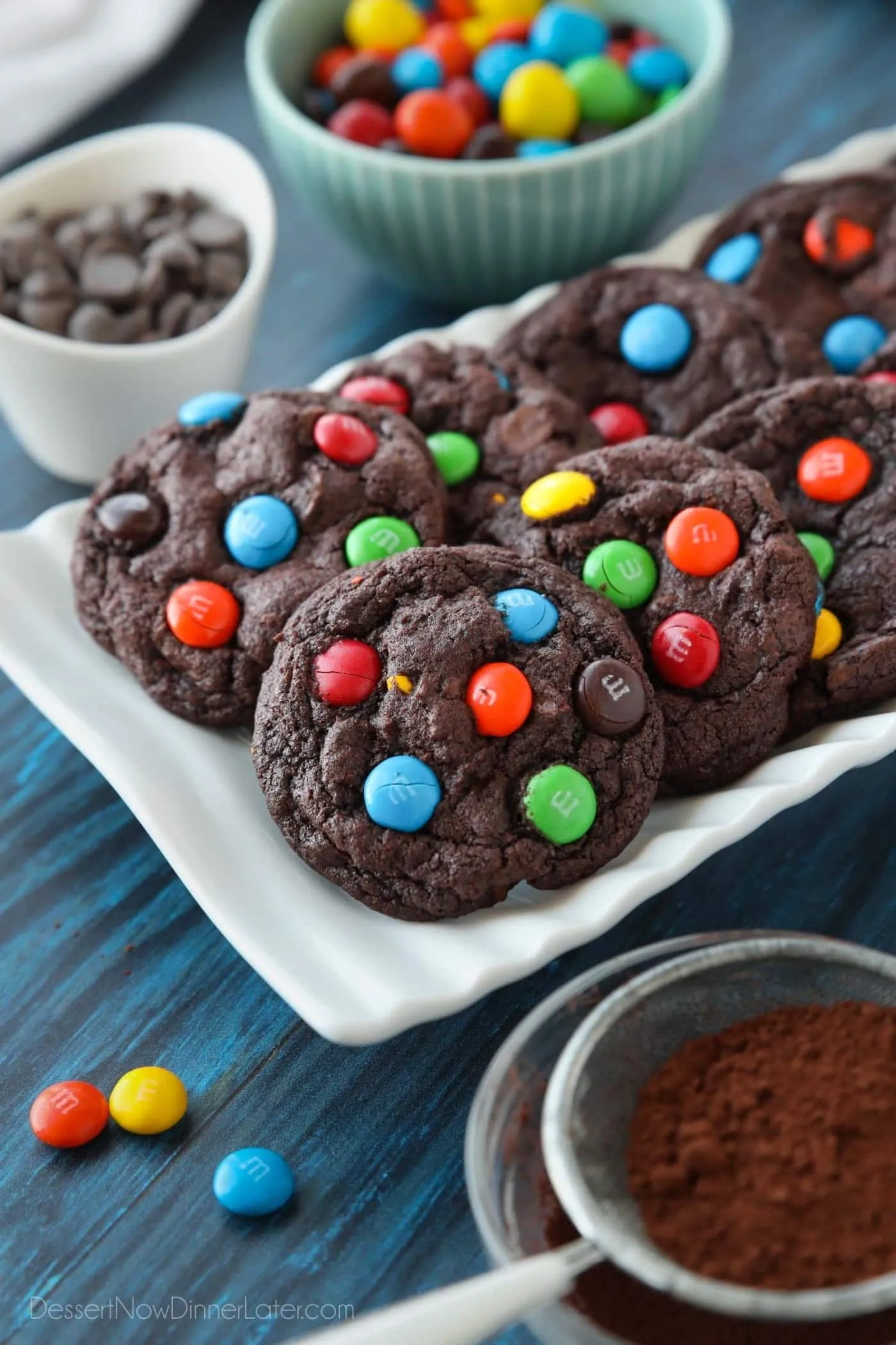 Triple Chocolate Cherry M&M Cookies