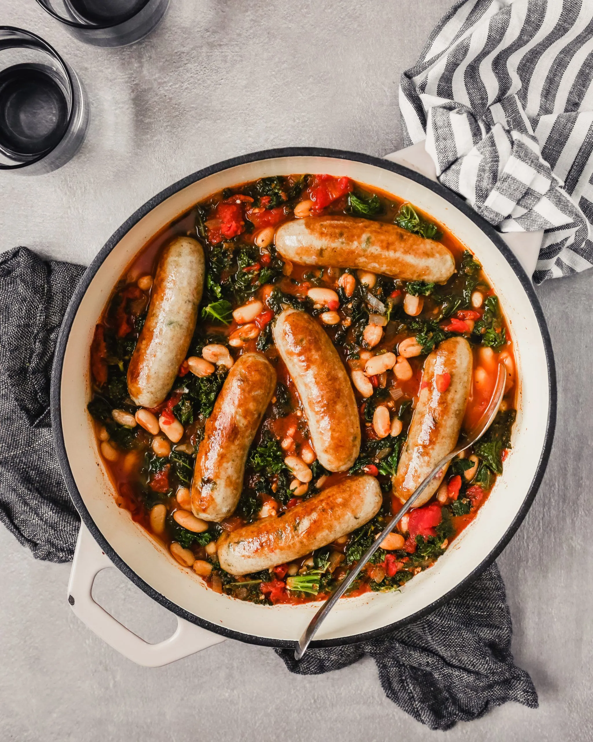 Tuscan Chicken Sausage White Bean Skillet