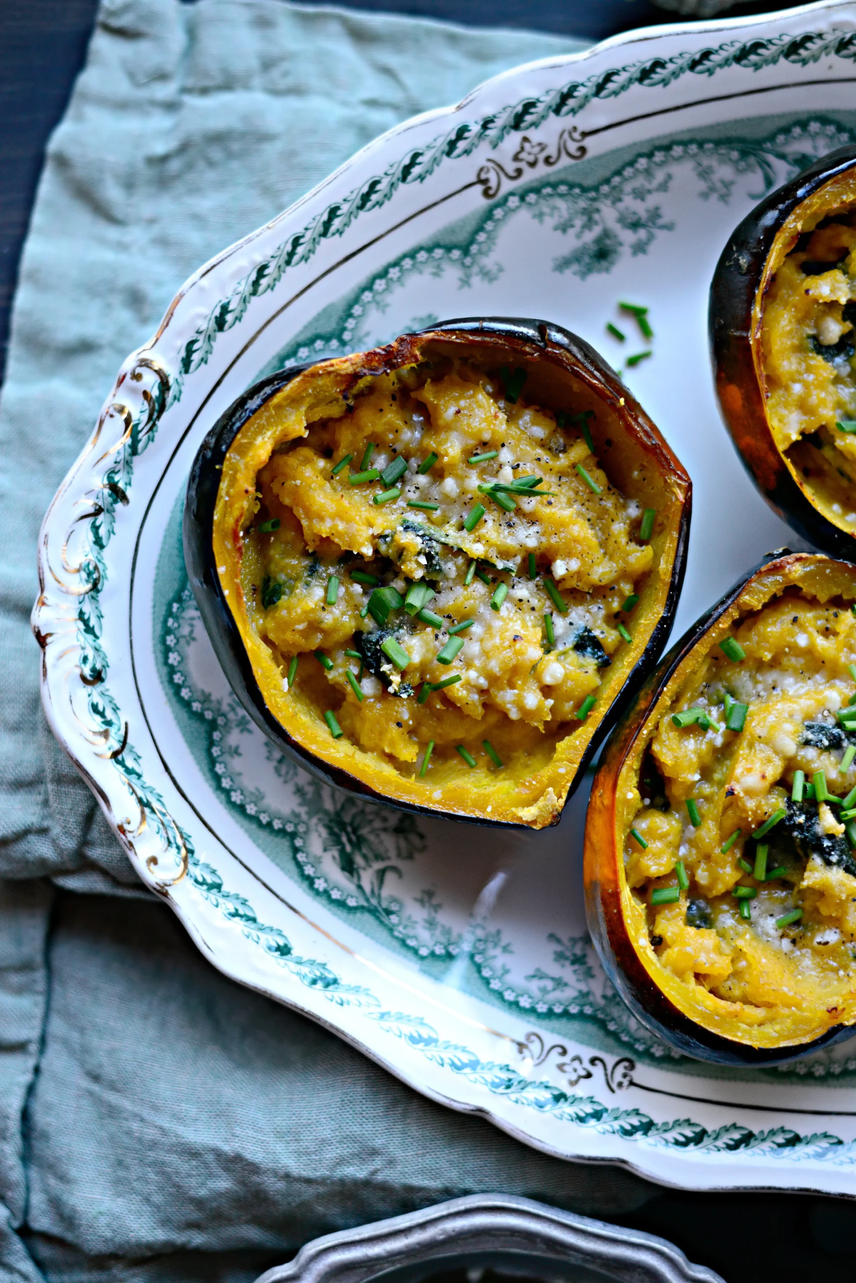 Twice Baked Spinach Parmesan Acorn Squash
