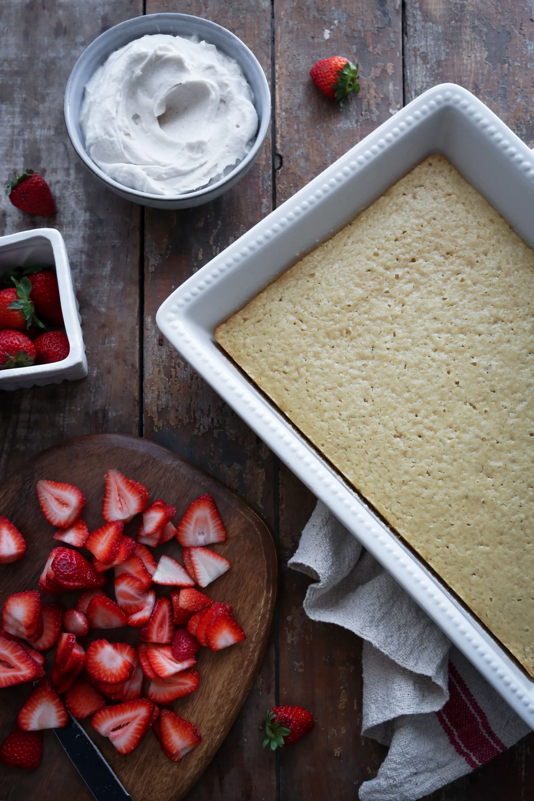 Vanilla Sheet Cake with Grilled Strawberries