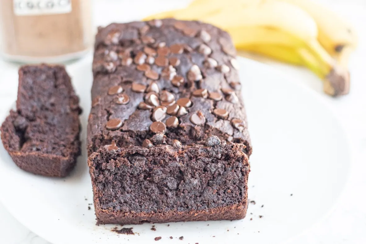 Vegan Banana Brownie Bread (Oil Free, GF)