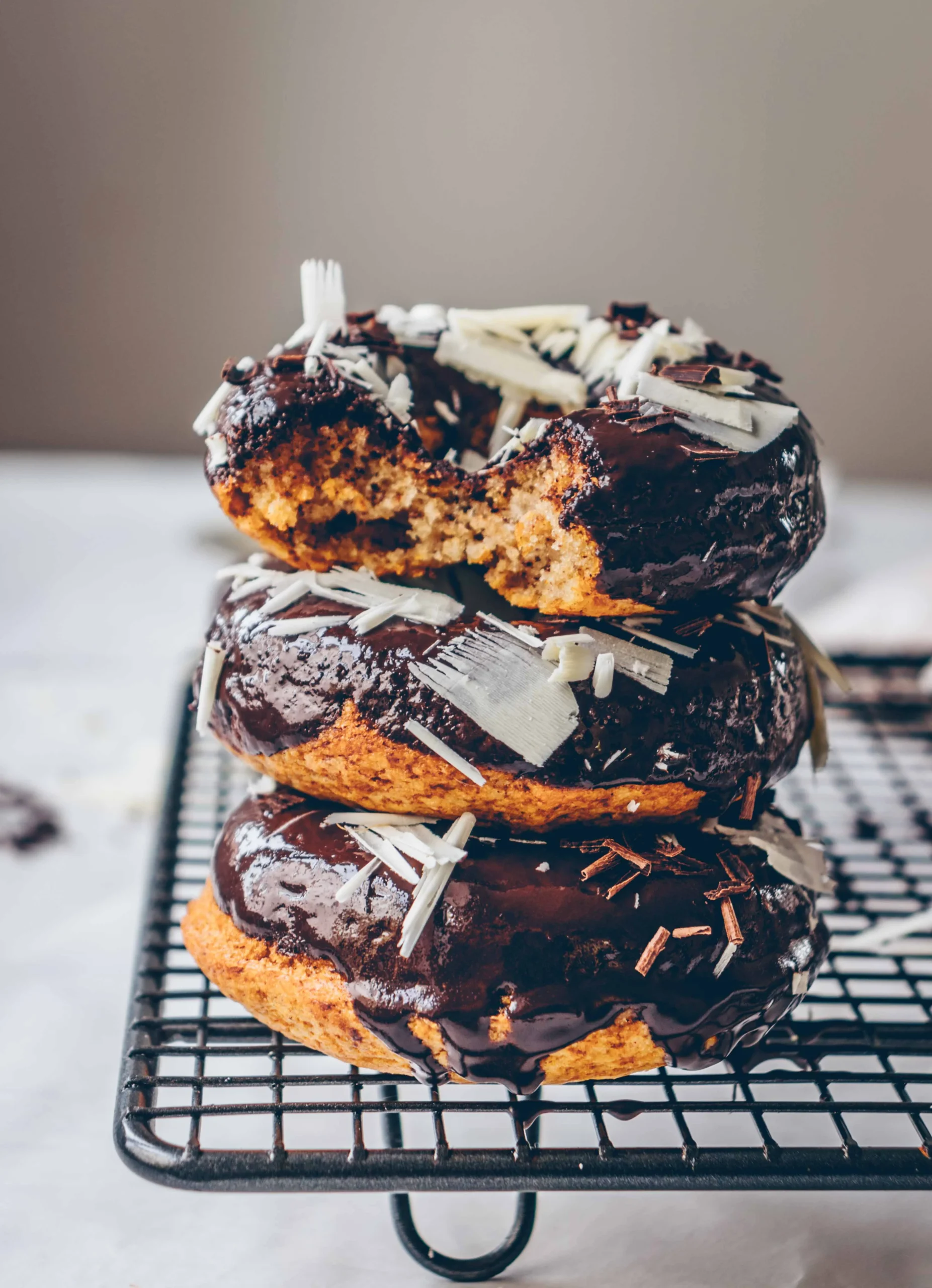 Vegan Banana Nut Donuts with Chocolate Glaze
