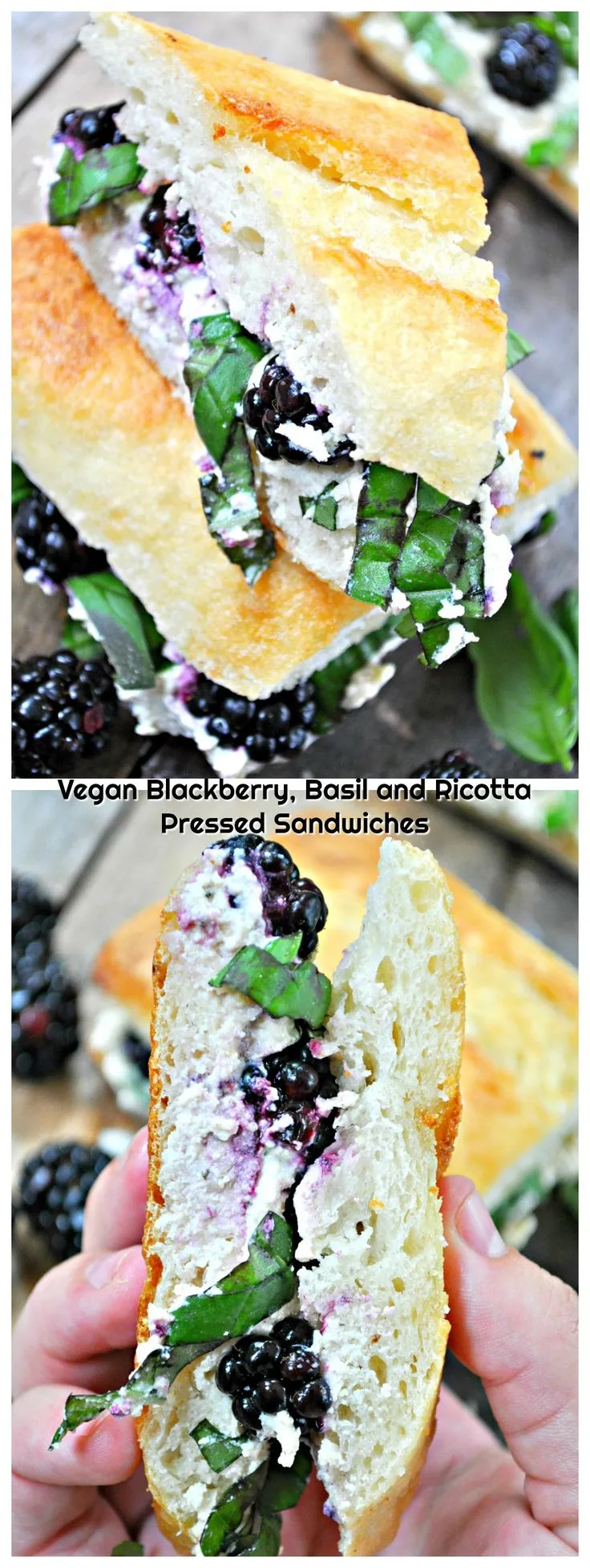 Vegan Blackberry Basil and Ricotta Pressed Sandwich