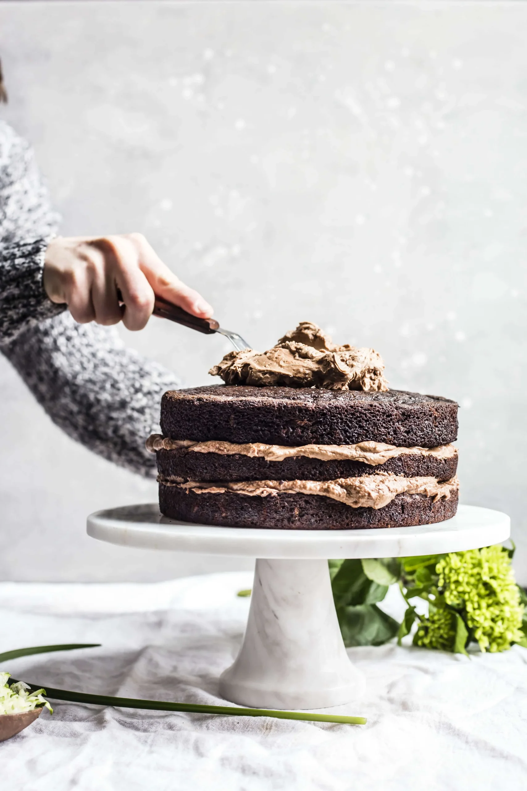 Vegan Chocolate Zucchini Cake with Buttercream Icing