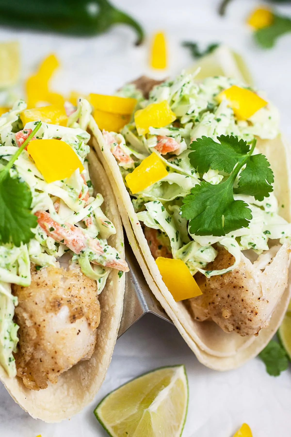 Vegan Fish Tacos with Cilantro Lime Slaw