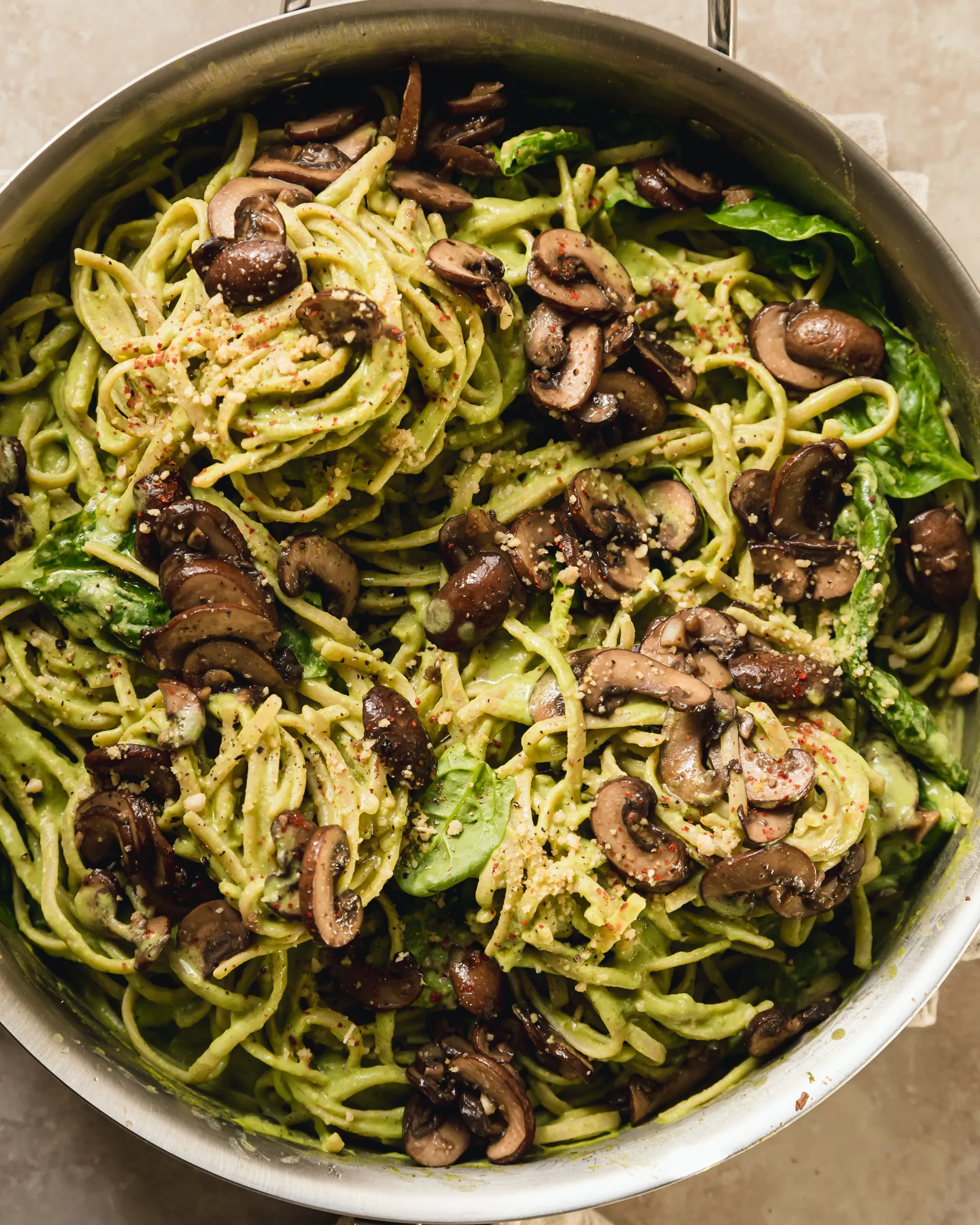 Vegan Miso Mushroom Spinach Pasta