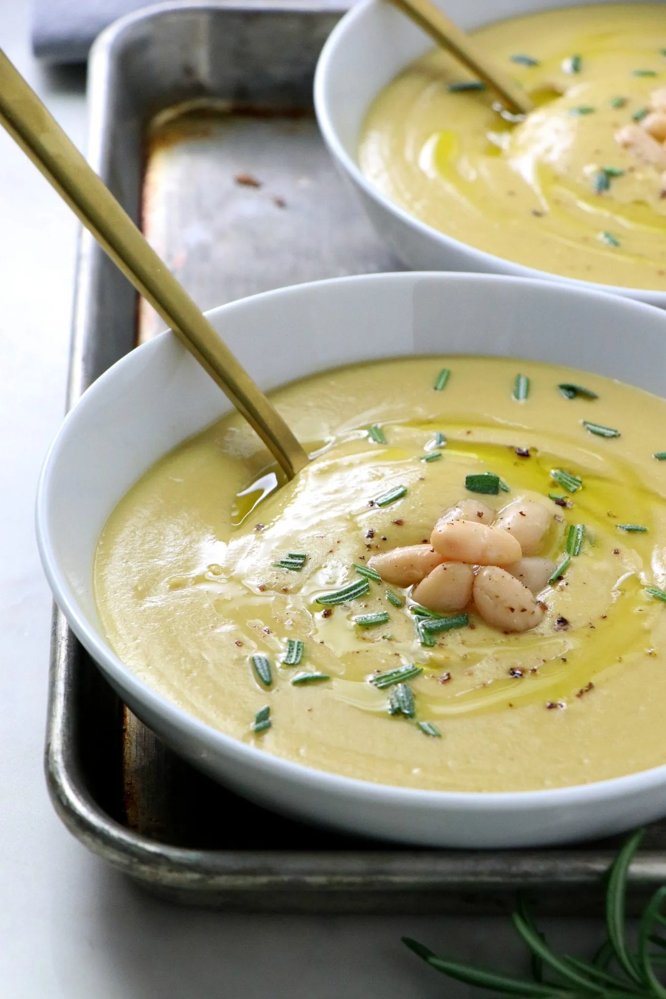 Vegan White Bean Soup with Rosemary and Garlic