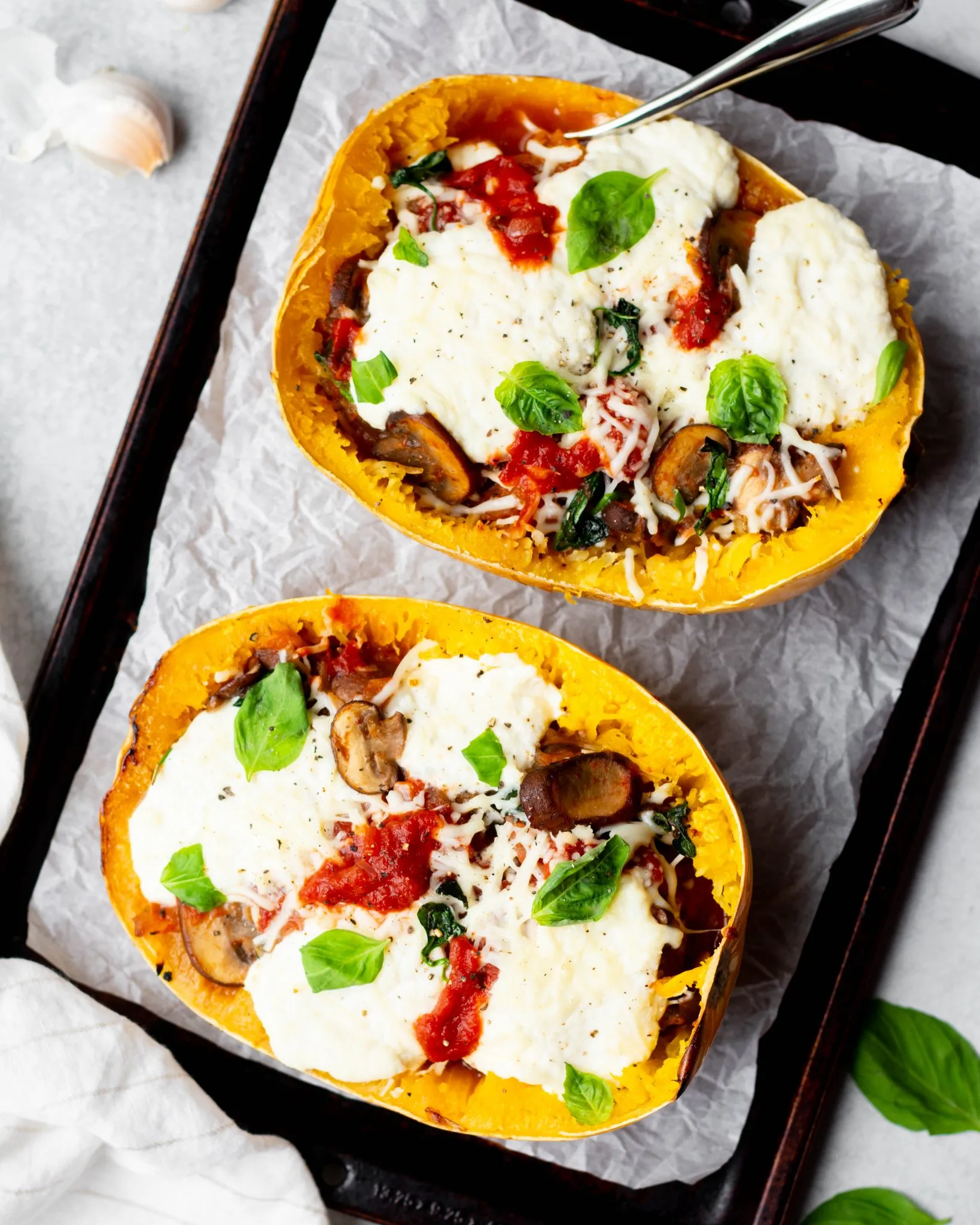 Vegetarian Lasagna Stuffed Spaghetti Squash