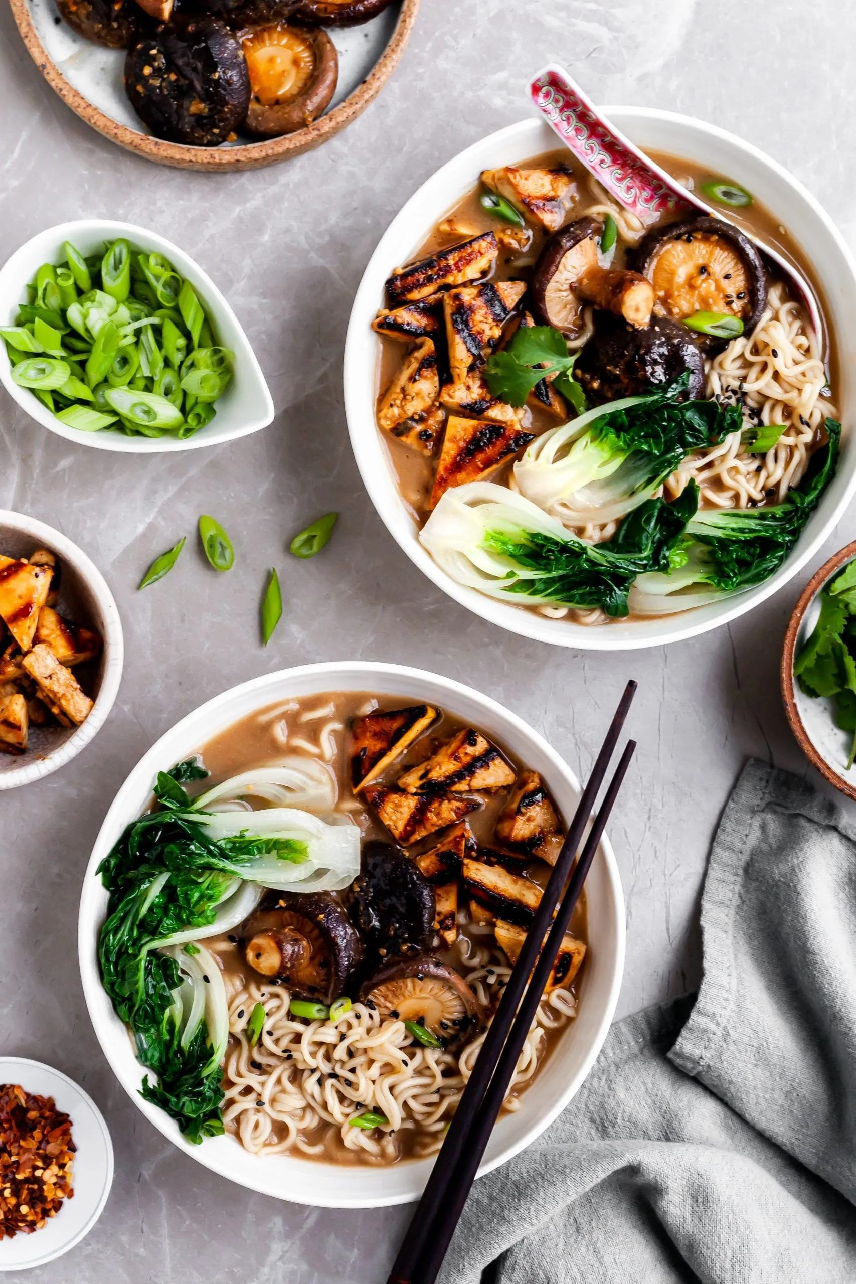 Vegetarian Ramen Soup with Miso Mushrooms