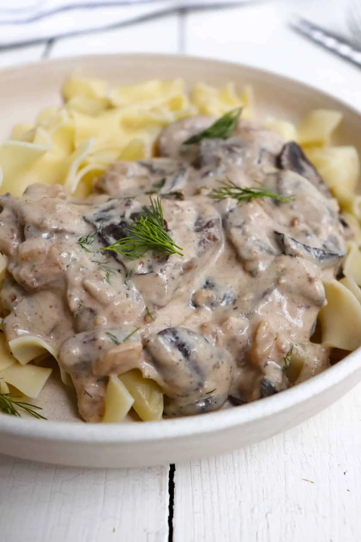 Venison Stroganoff with Mushrooms