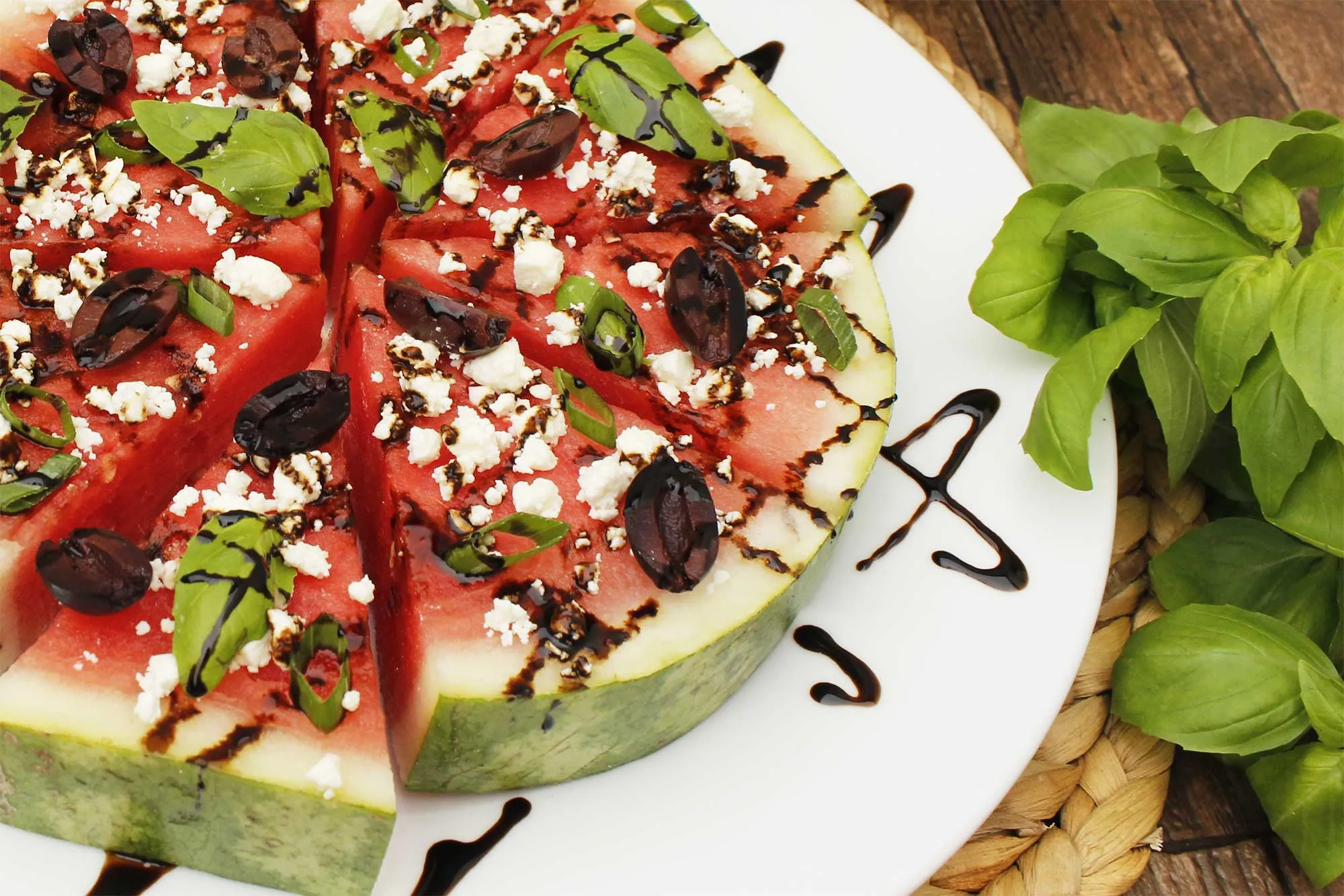 Watermelon Feta and Balsamic Pizzas