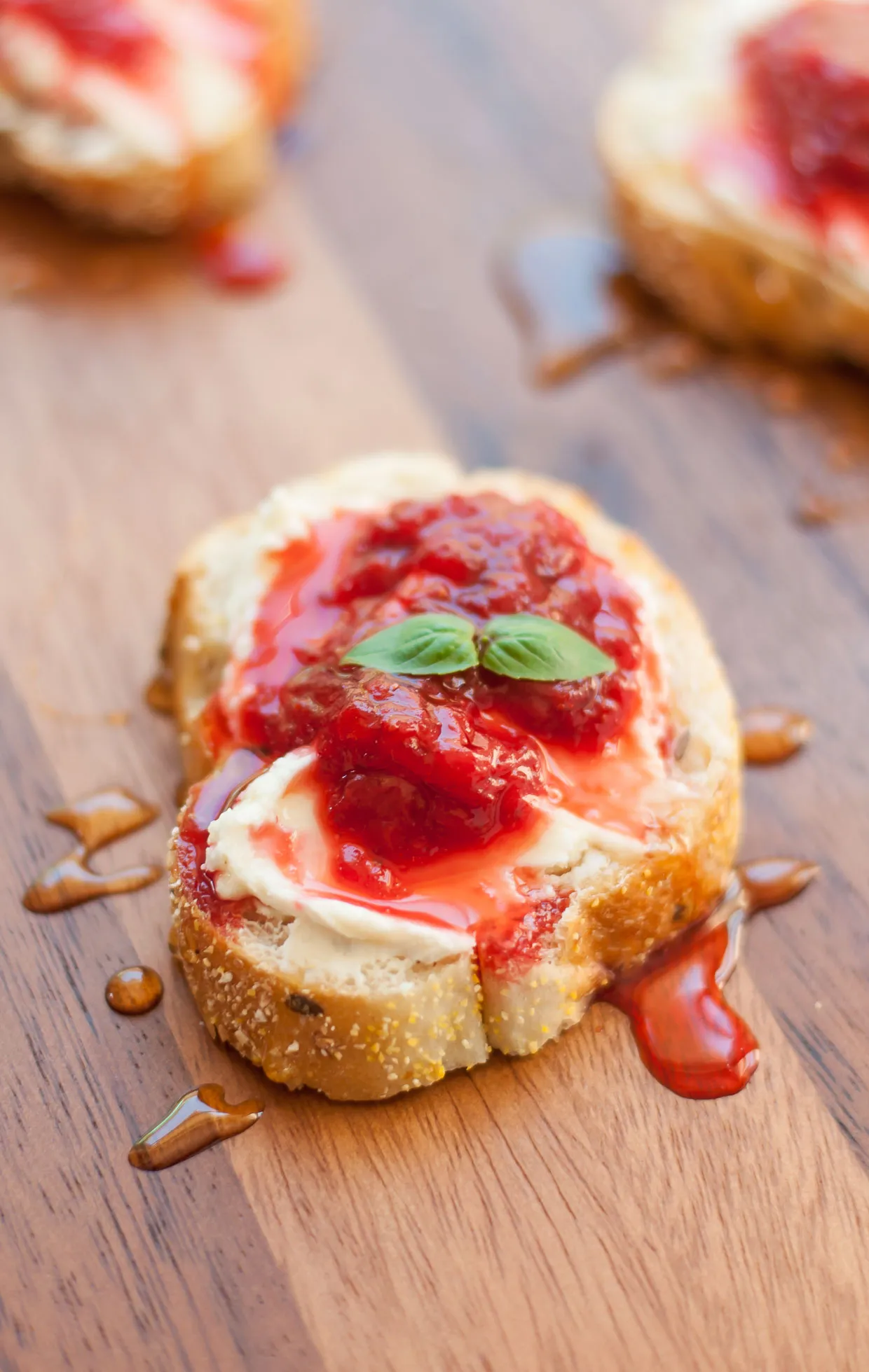 Whipped Honey Goat Cheese on Grilled Crostini
