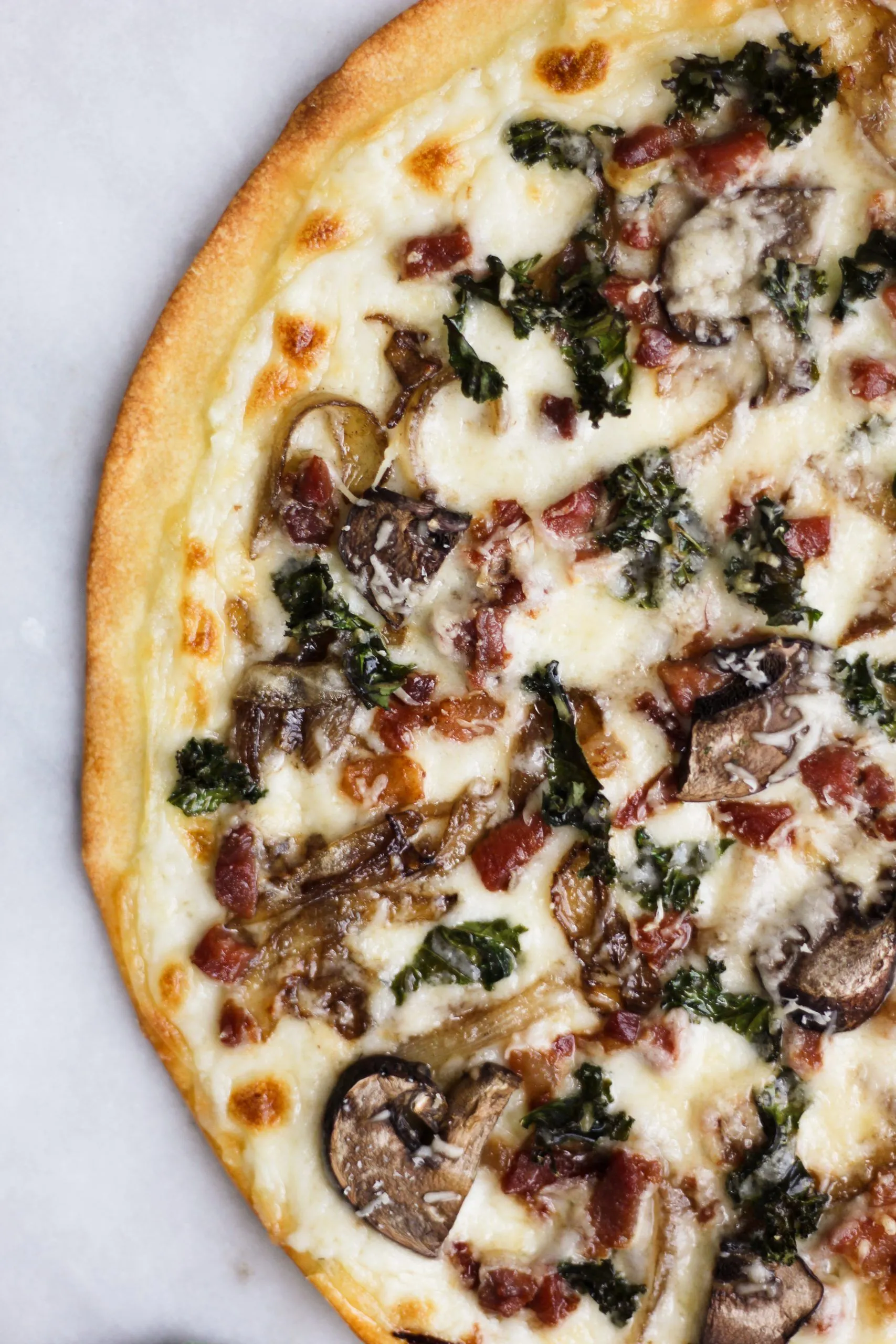 White Barbecue Pizza with Prosciutto and Caramelized Onions