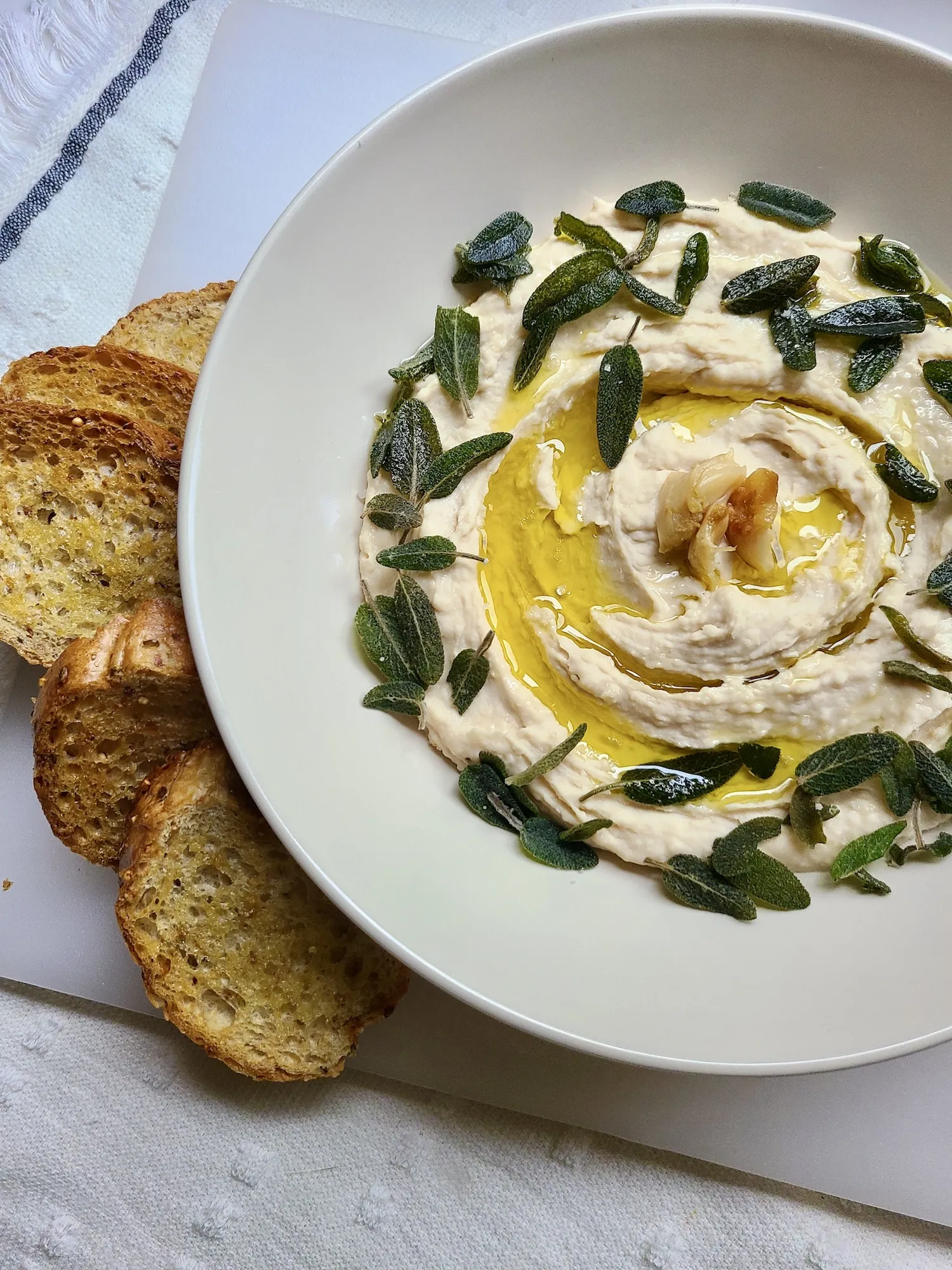 White Bean Hummus with Sage and Roasted Garlic