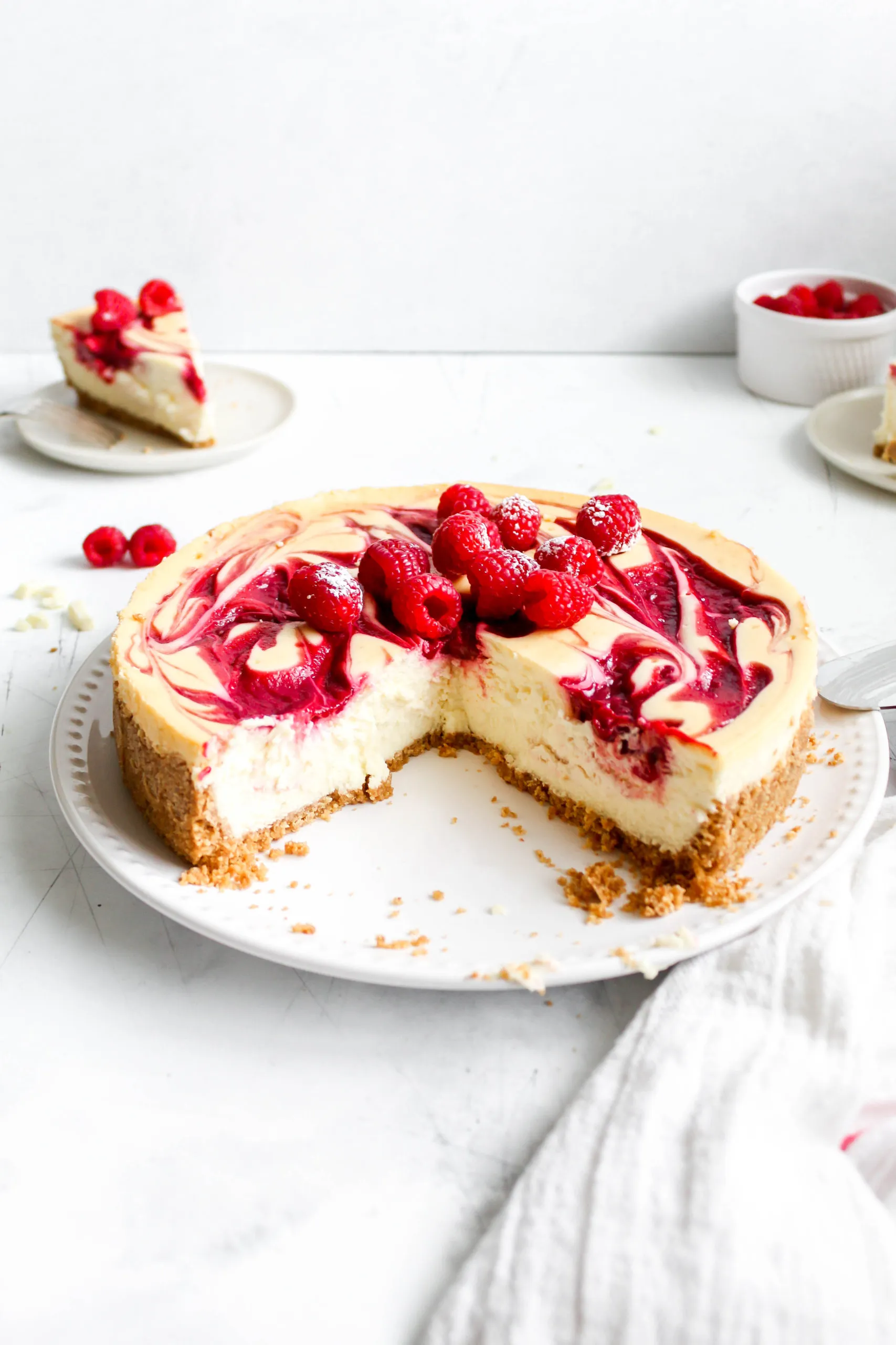 White Chocolate Cheesecake with Raspberries