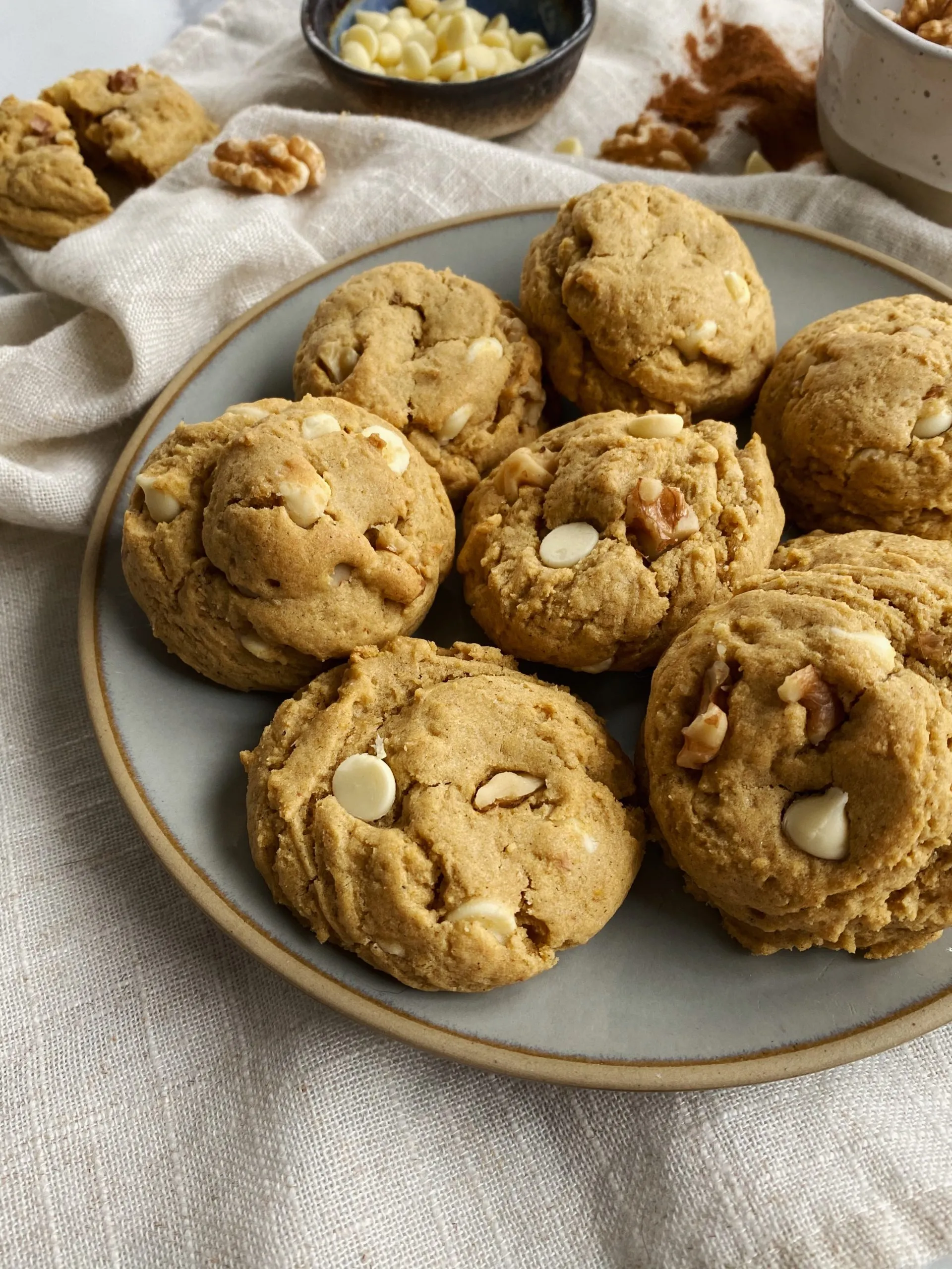 White Chocolate Chip Walnut Pumpkin Cookies