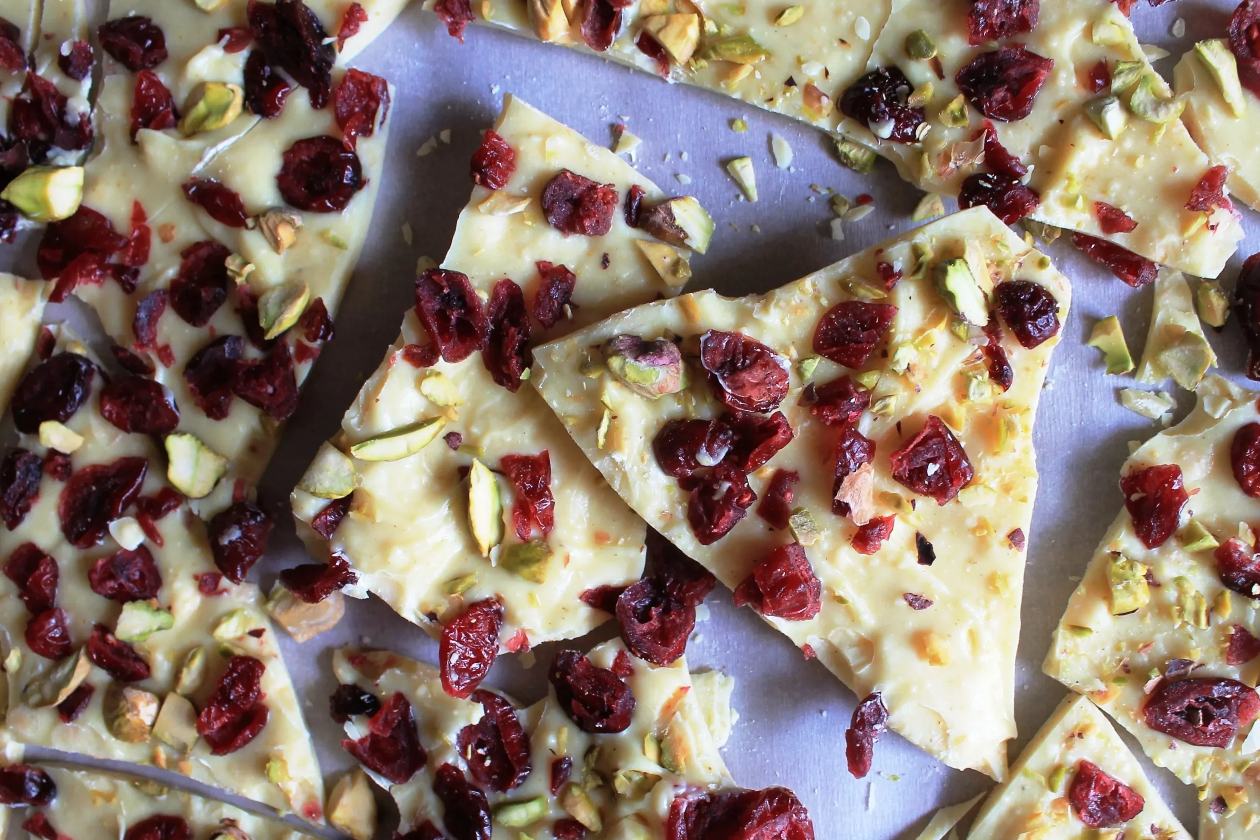 White Chocolate Cranberry and Pistachio Bark