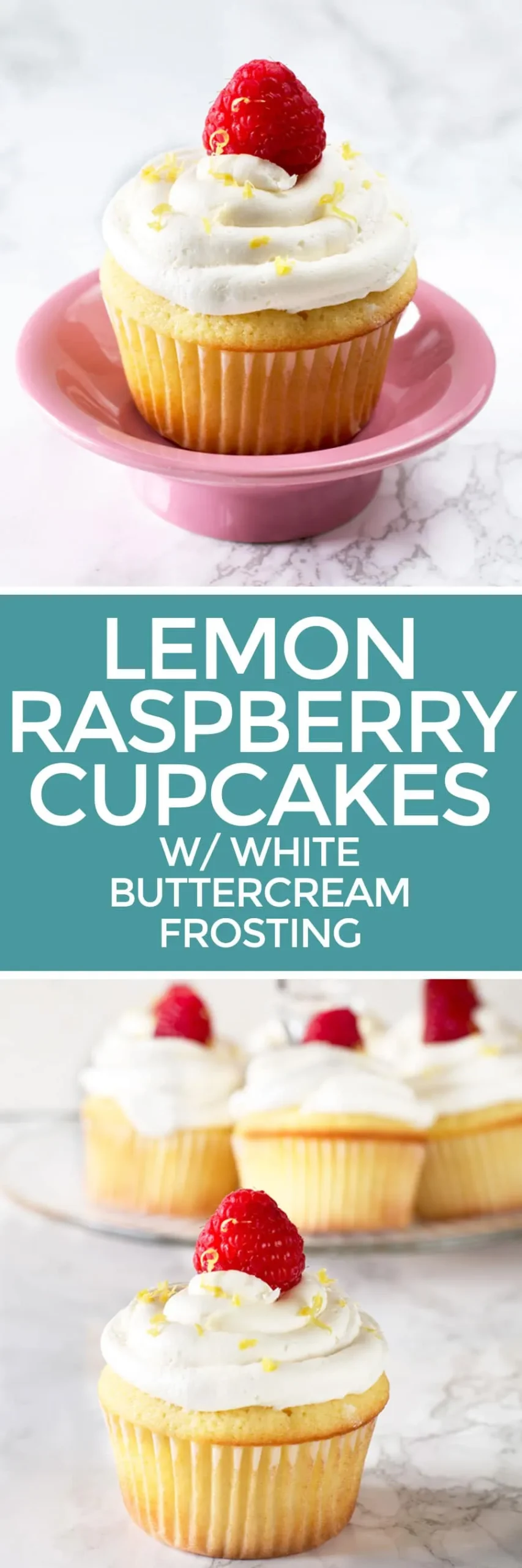 White Chocolate Lemon Cupcakes with Raspberry Frosting